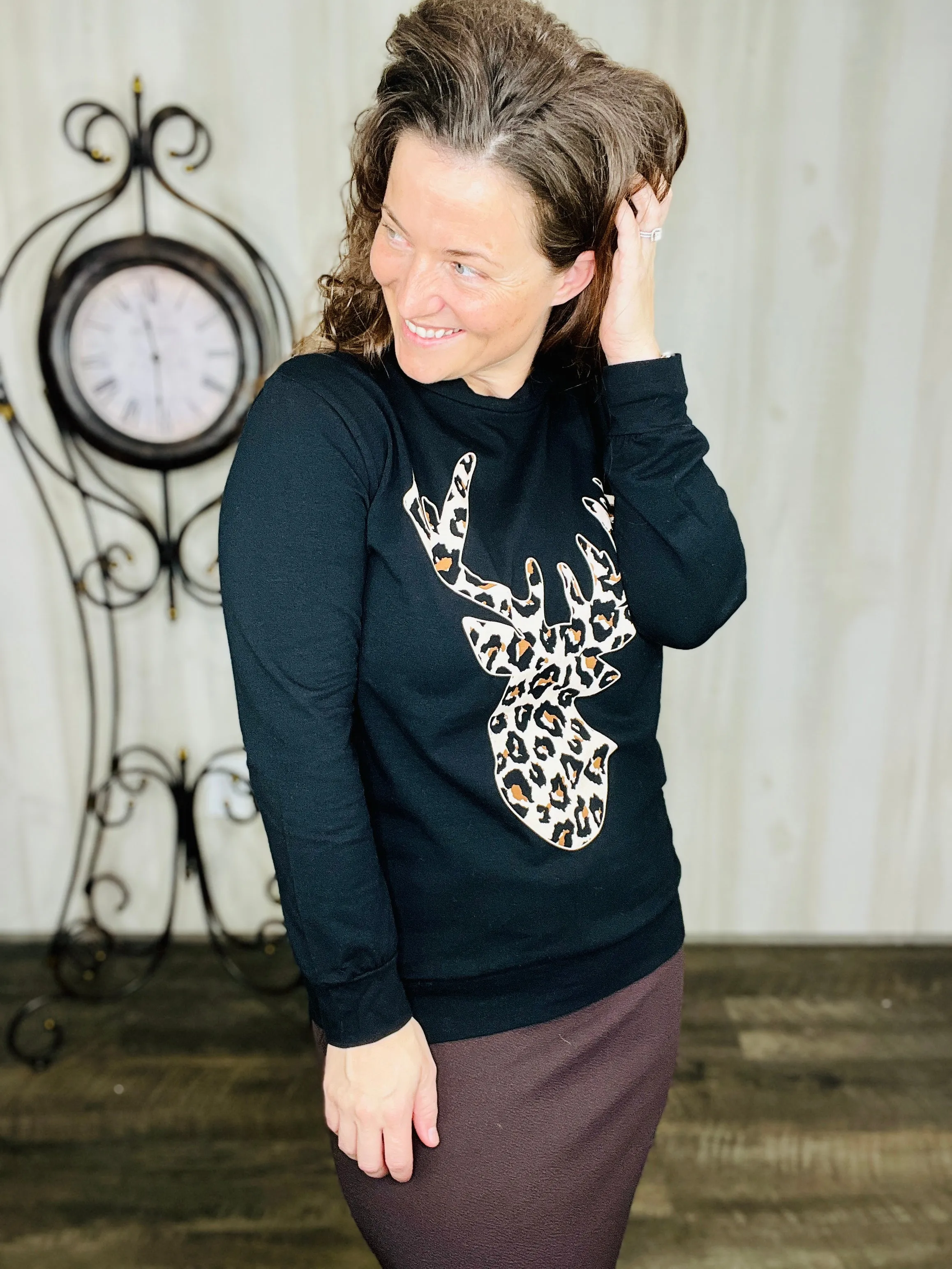 Deer Print & Leopard Top