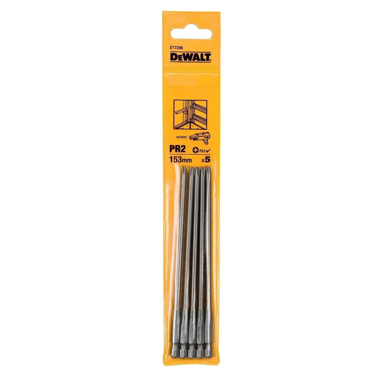 DeWalt 153mm PR2 Drywall Screwdriver Bits Pack of 5 DT7206-QZ