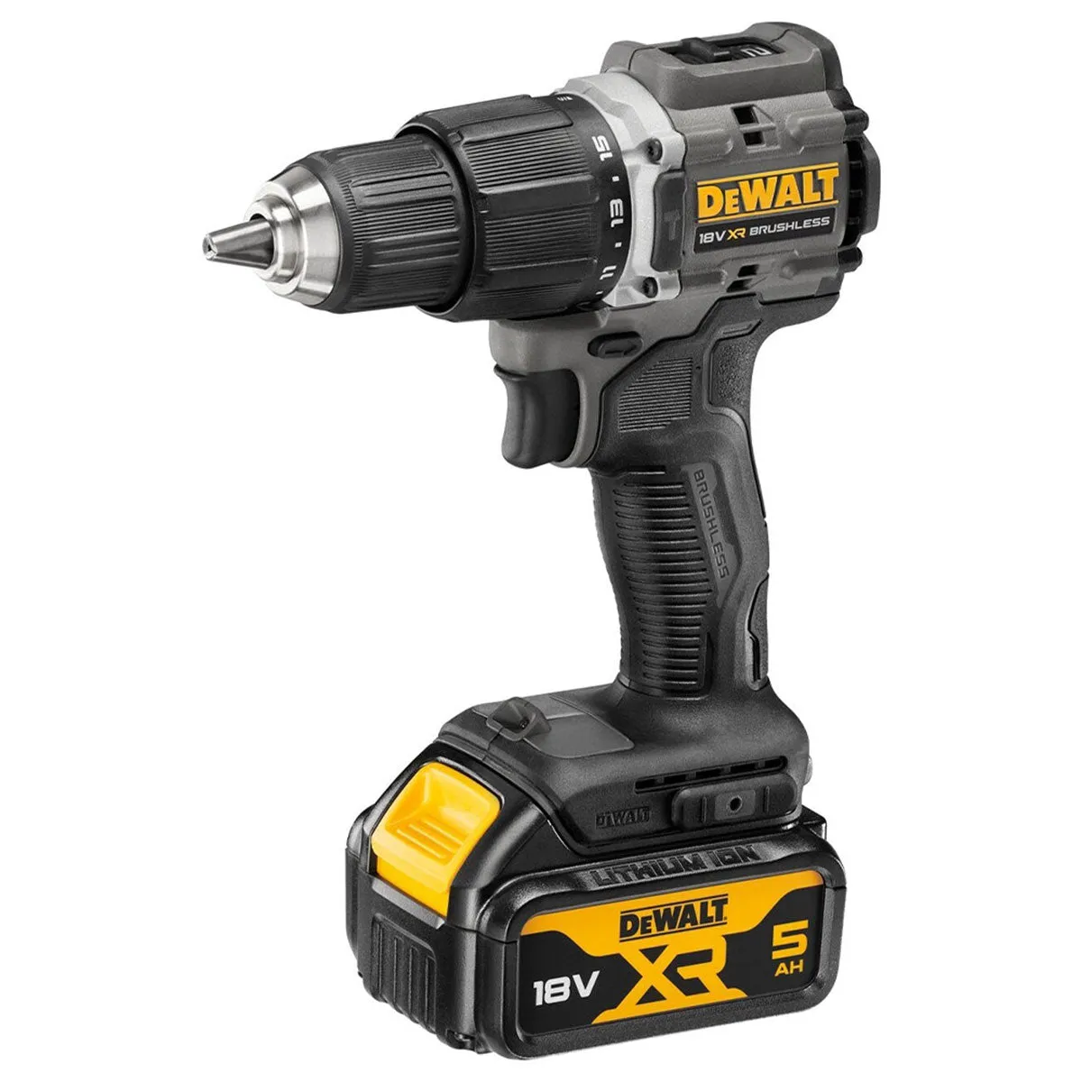 Dewalt DCD100P2T-GB 18V XR Brushless Limited Edition 100 Year Combi Drill with 2 x 5.0Ah Batteries Charger & TSTAK Case