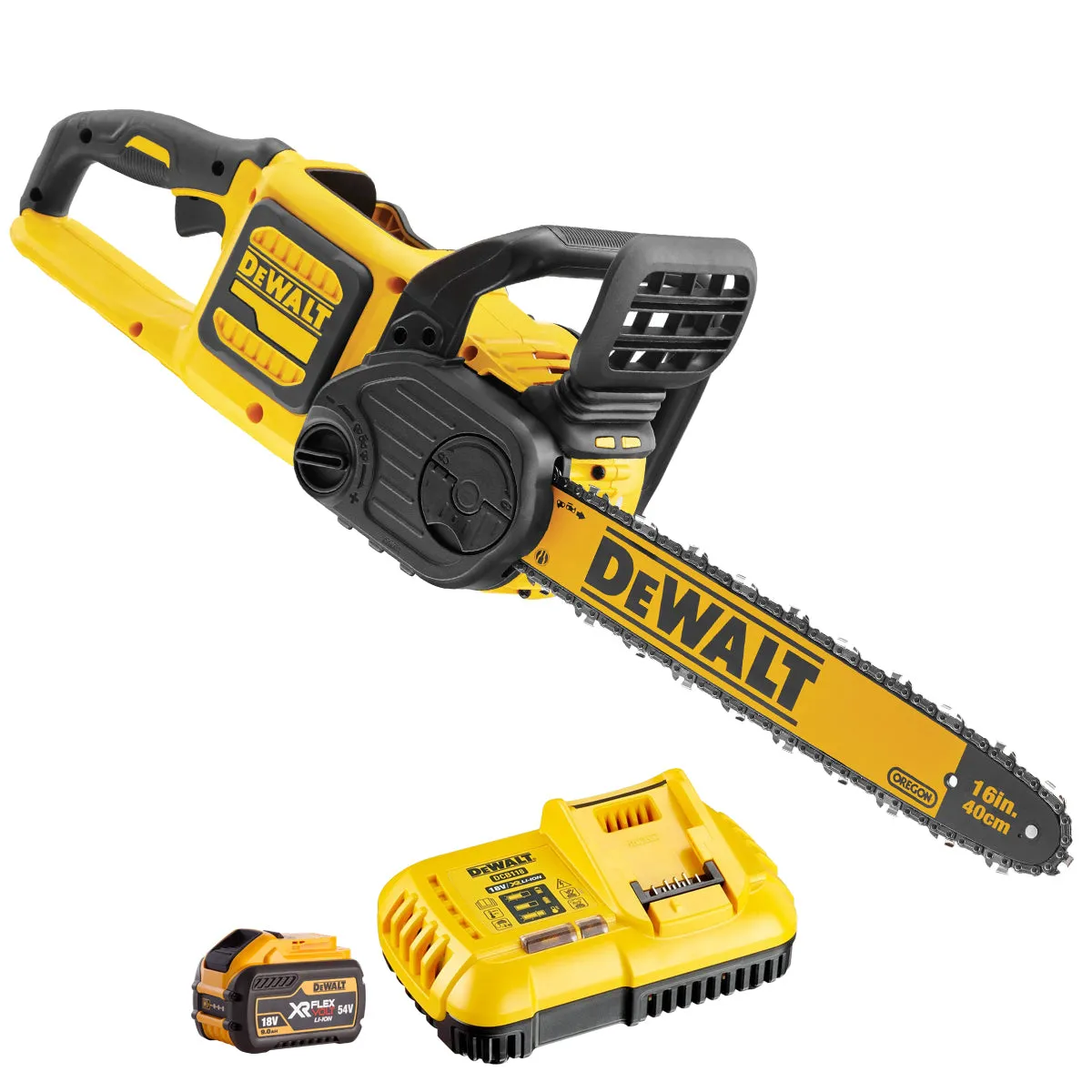 DeWalt DCM575X1 54V Flexvolt Brushless Chainsaw with 1 x 9.0Ah Battery & Charger