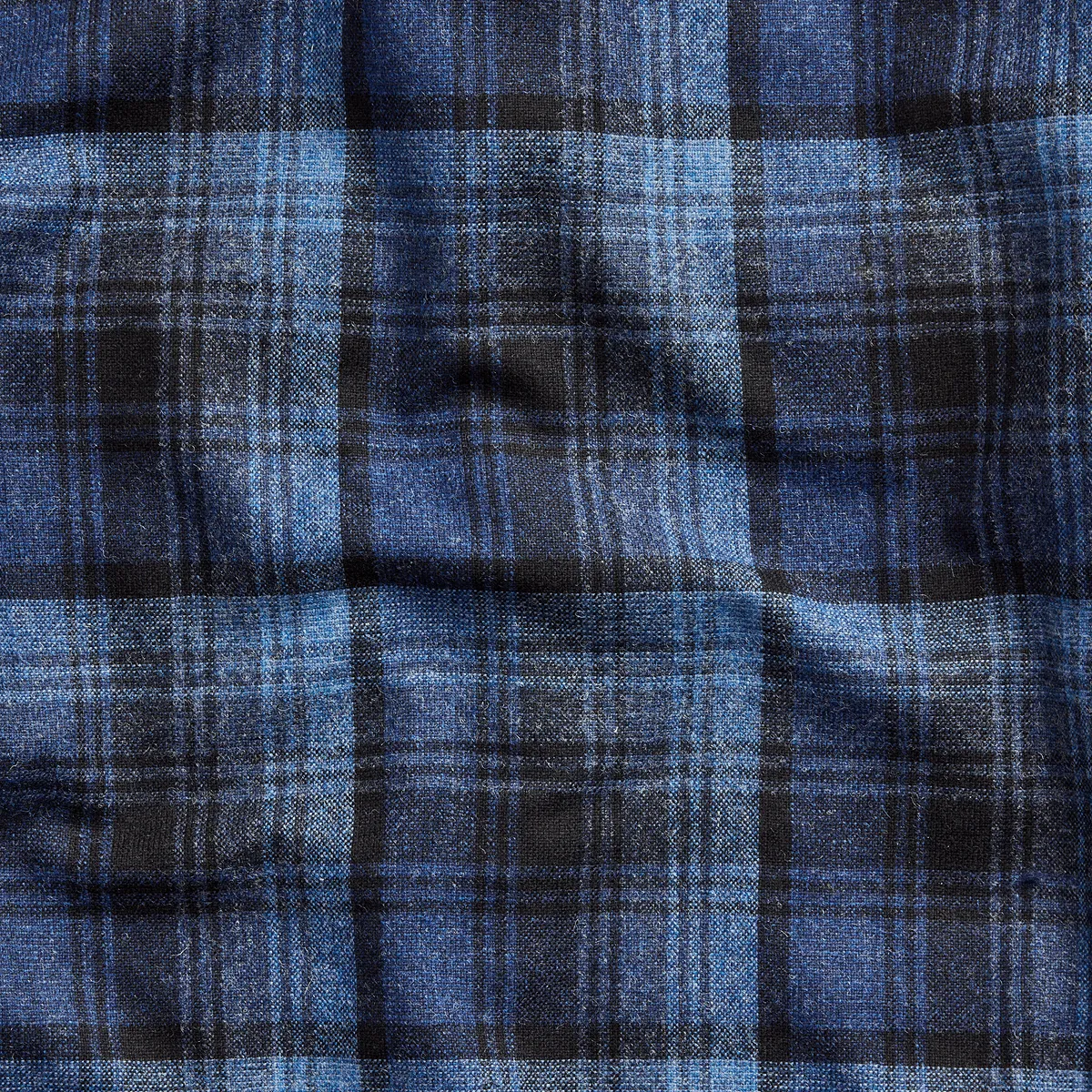 Double RL - Long-Sleeve Wool Plainweave Ombre Plaid Mason Overshirt - Dark Blue/Blue