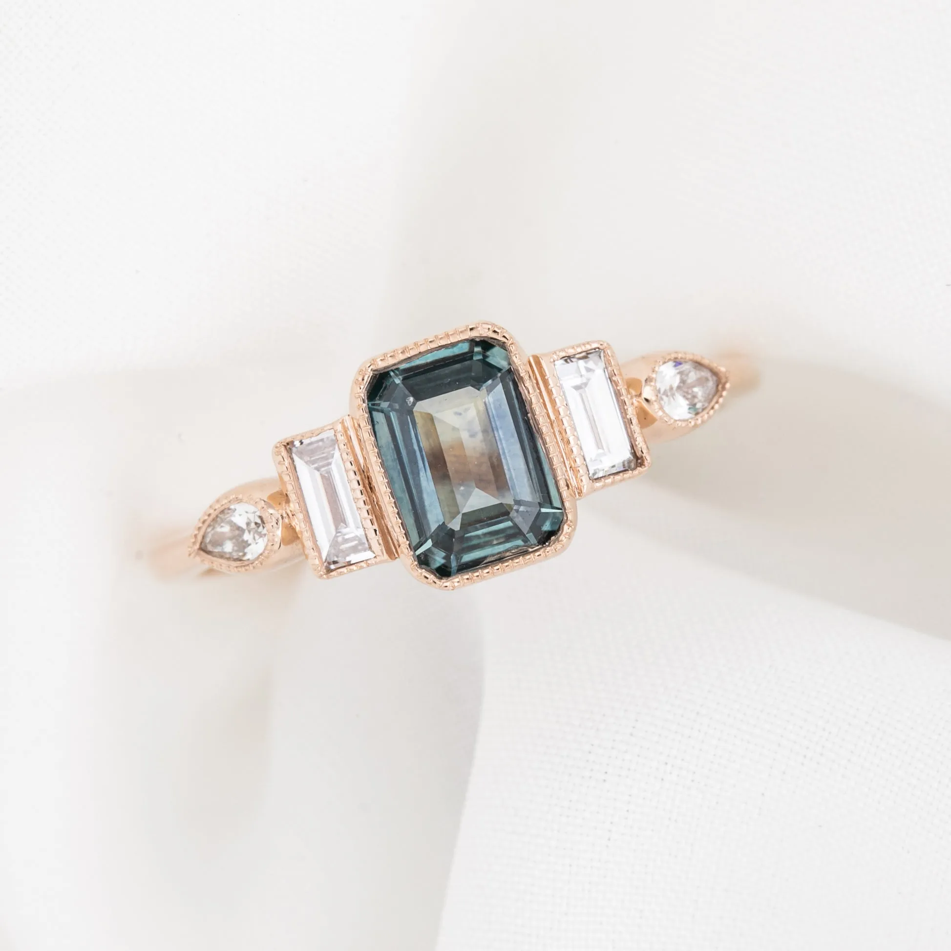 Edith Ring 0.96ct Light Blue Montana Sapphire, 14K Rose Gold (One of a kind)