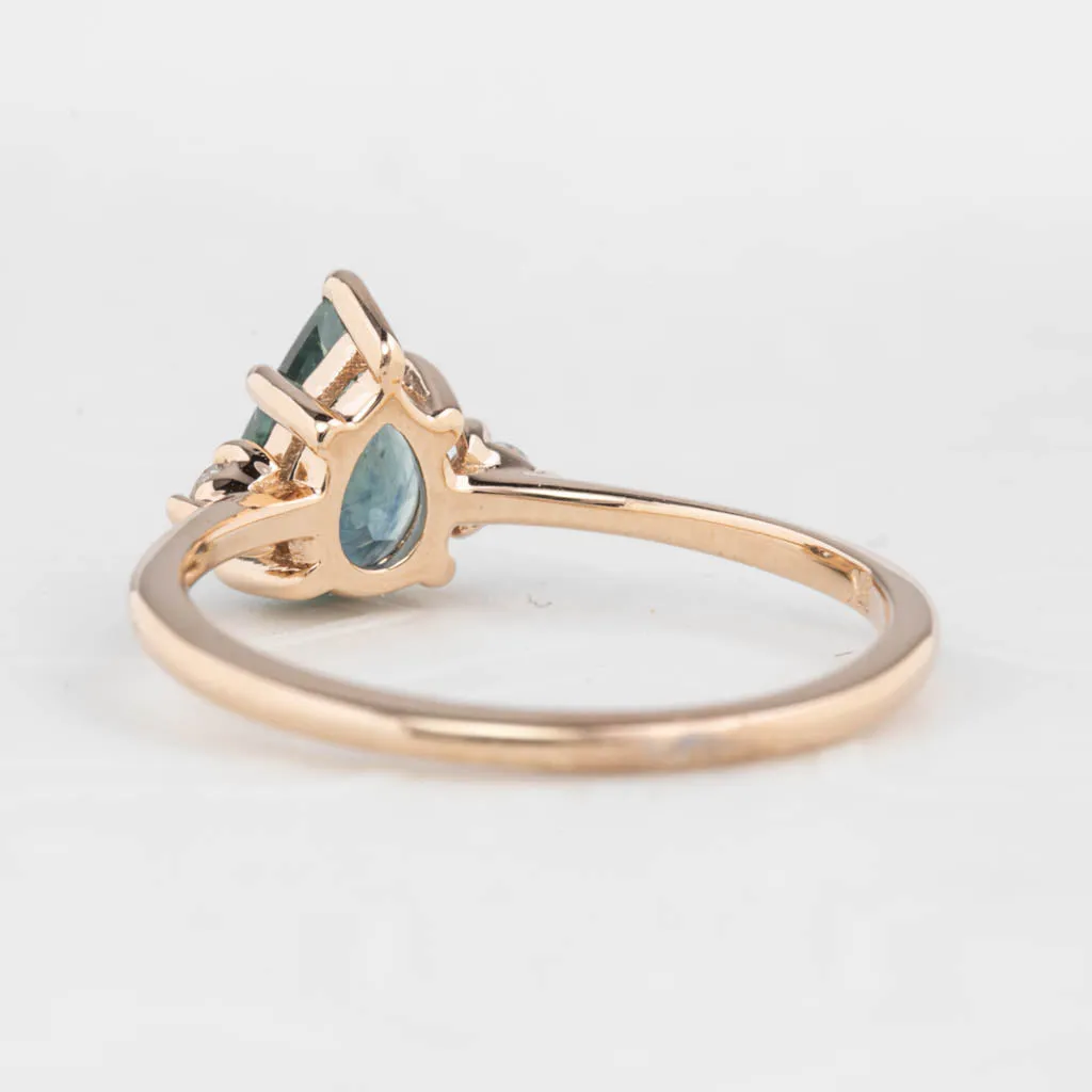 Emilie Ring 1.13ct Teal Blue Montana Sapphire, 14K Rose Gold (One of a kind)