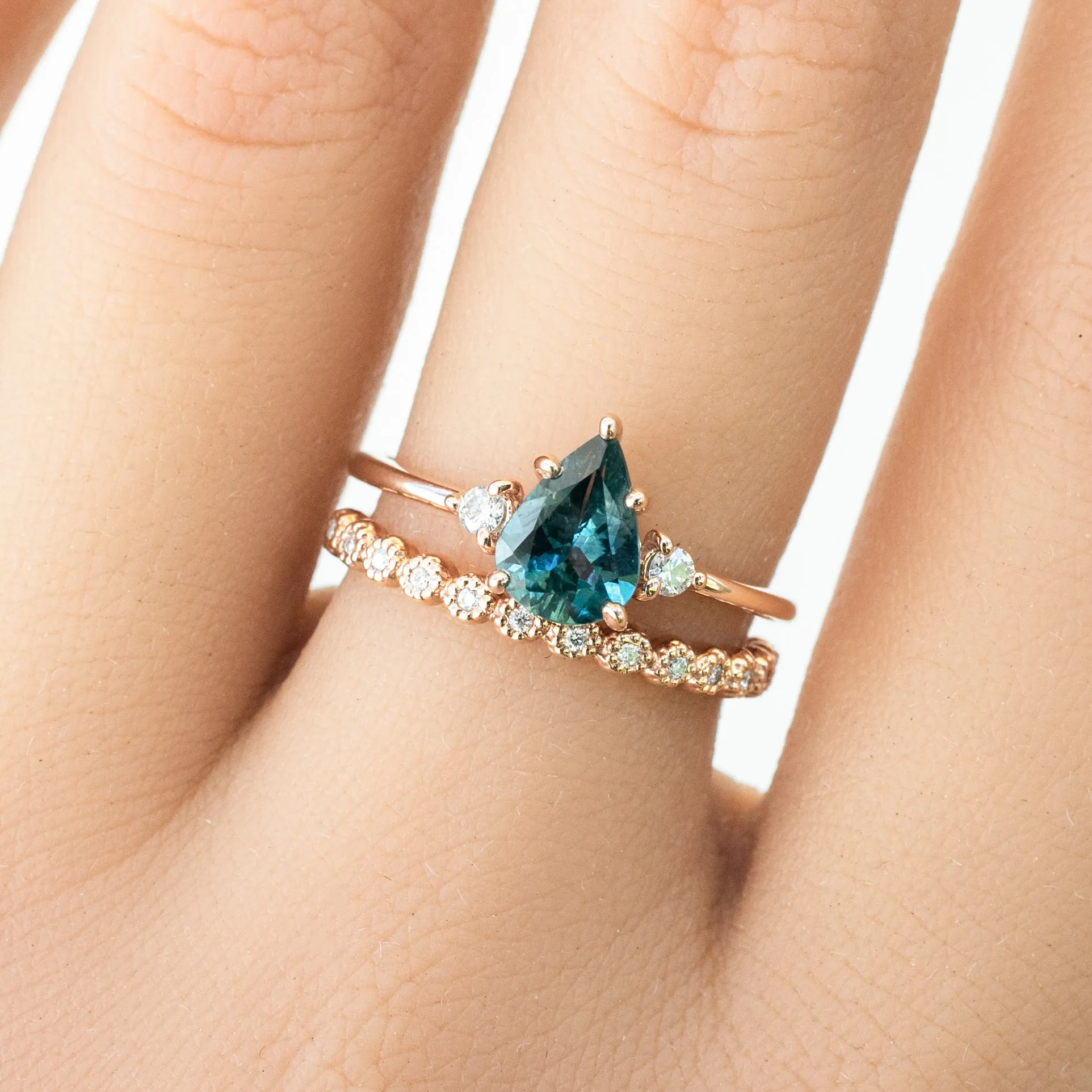 Emilie Ring 1.13ct Teal Blue Montana Sapphire, 14K Rose Gold (One of a kind)