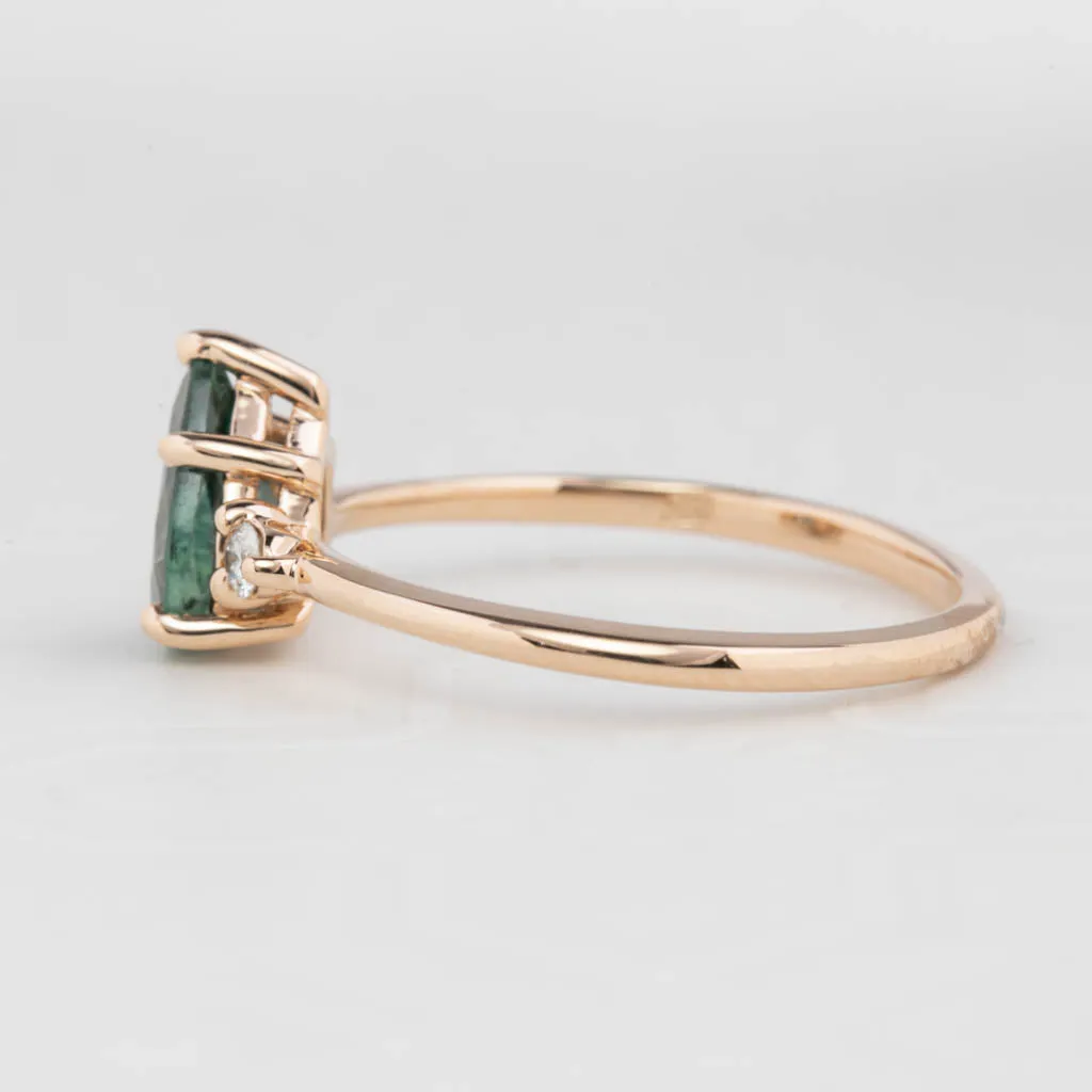 Emilie Ring 1.13ct Teal Blue Montana Sapphire, 14K Rose Gold (One of a kind)