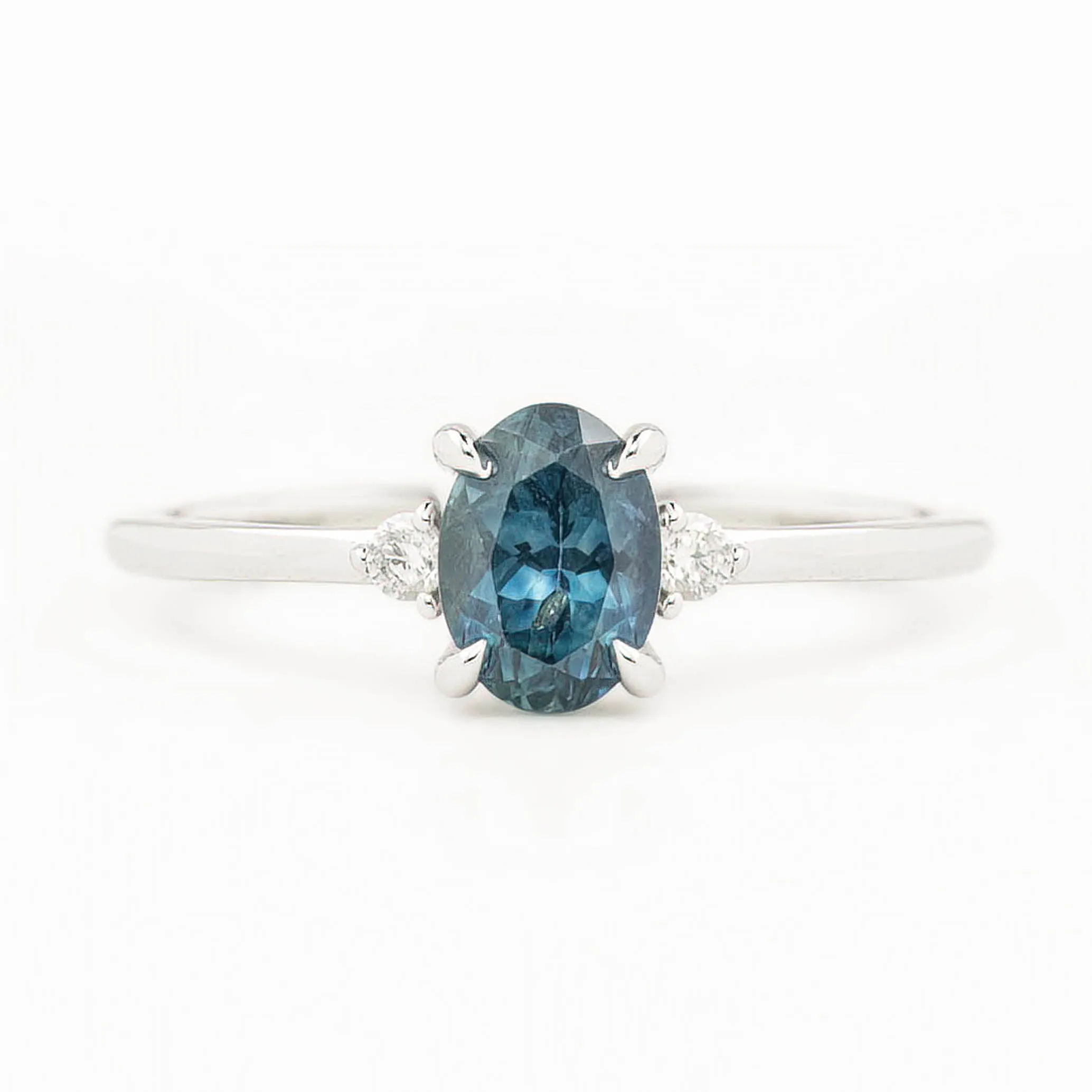 Emilie Ring 1.17ct Blue Montana Sapphire, 14K White Gold (One of a kind)