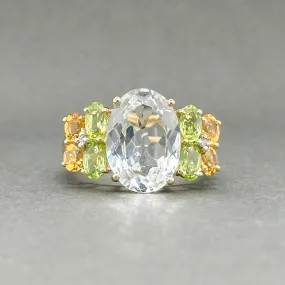 Estate 10K Y Gold 8.23ctw Topaz, Peridot, & Citrine Cocktail Ring