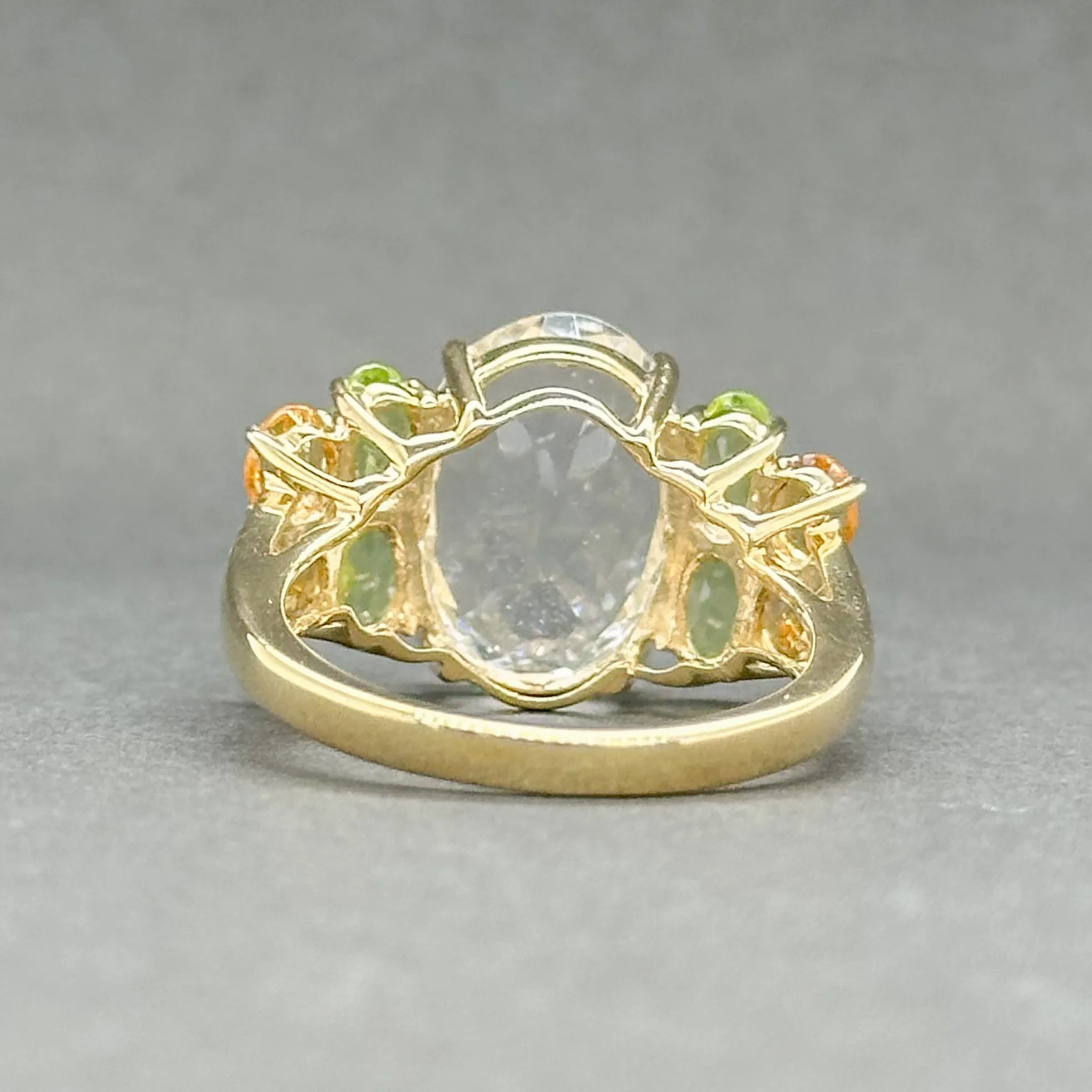 Estate 10K Y Gold 8.23ctw Topaz, Peridot, & Citrine Cocktail Ring