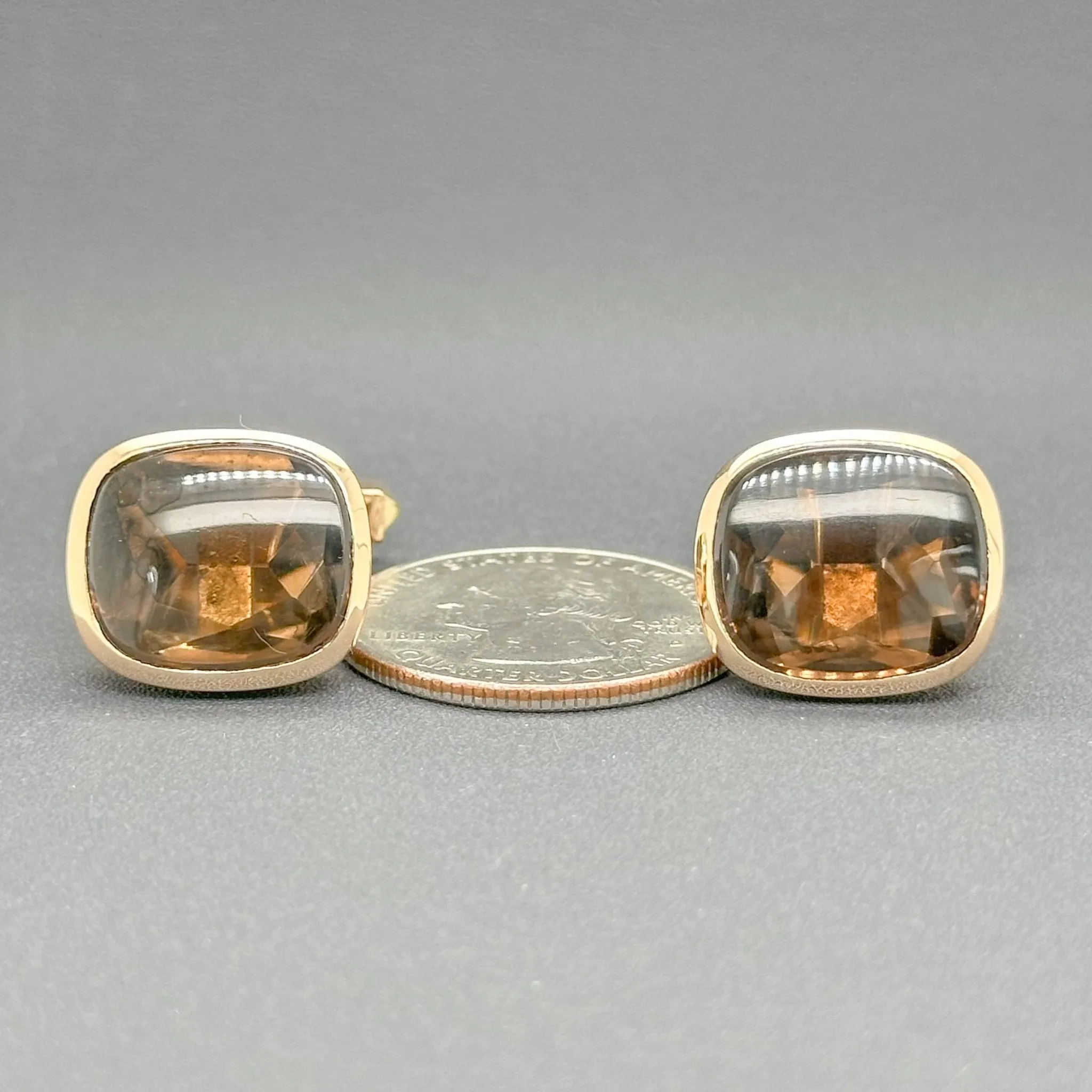 Estate 14K R Gold 19.08ctw Smoky Quartz Cufflinks