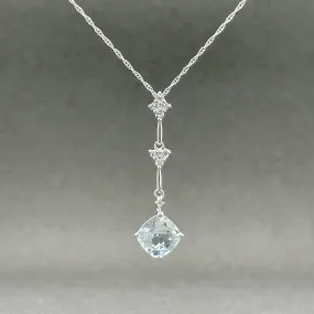 Estate 14K W Gold 1.23ct Aquamarine & 0.15ctw Sapphire Pendant