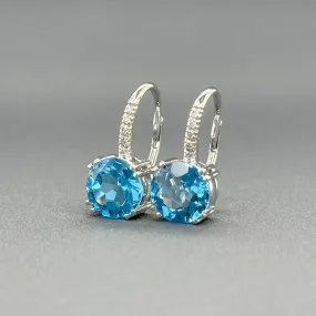 Estate 14K W Gold 4.48ctw Blue Topaz & 0.06ctw G/I1 Diamond Earrings