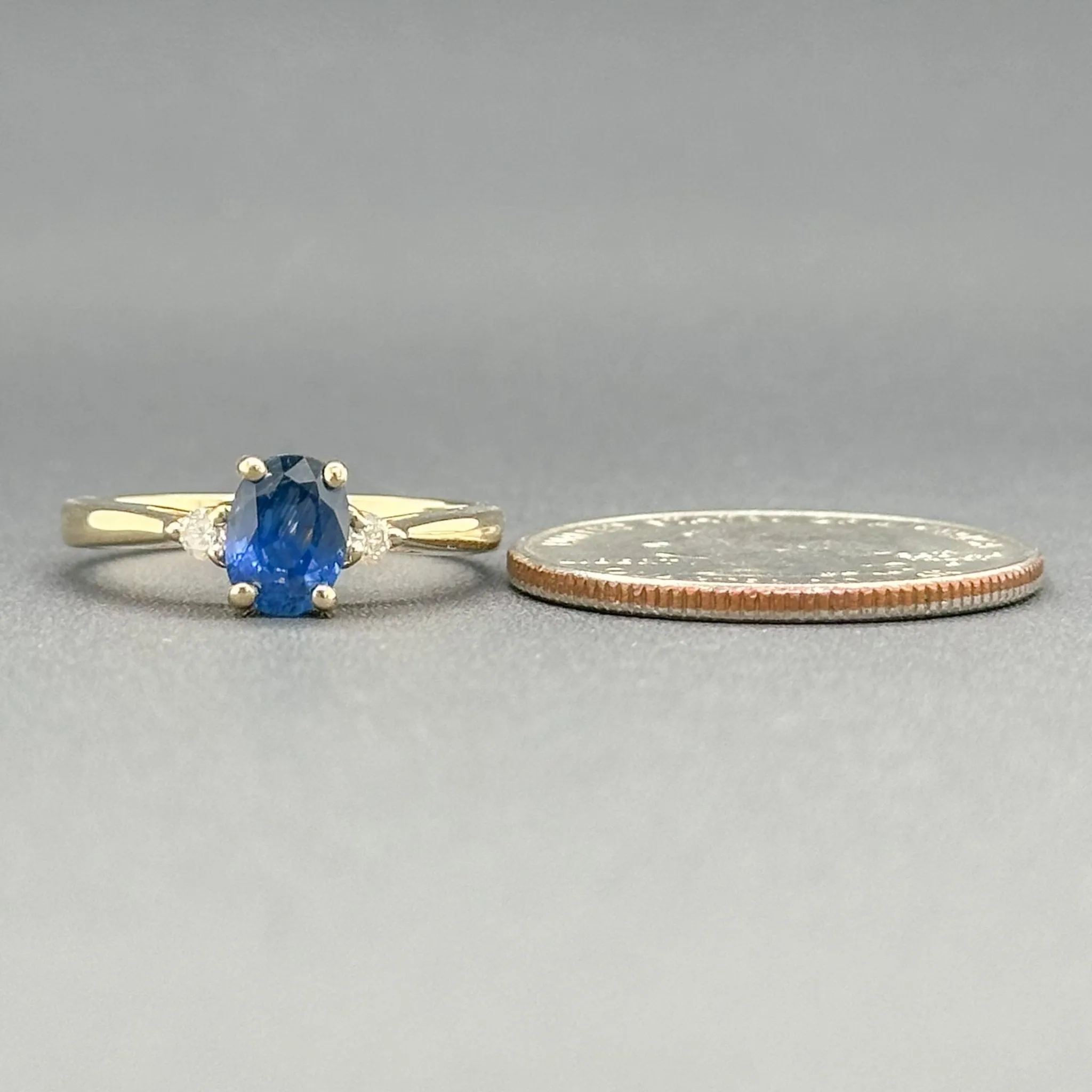 Estate 14K Y Gold 1.11ct Sapphire & 0.08ctw H/SI2 Diamond Ring