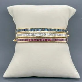 Estate 14K Y Gold 6.44ctw Purple Sapphire & Sapphire & 2.59ctw G/VS2-SI1 Diamond Set of 3 Bracelets