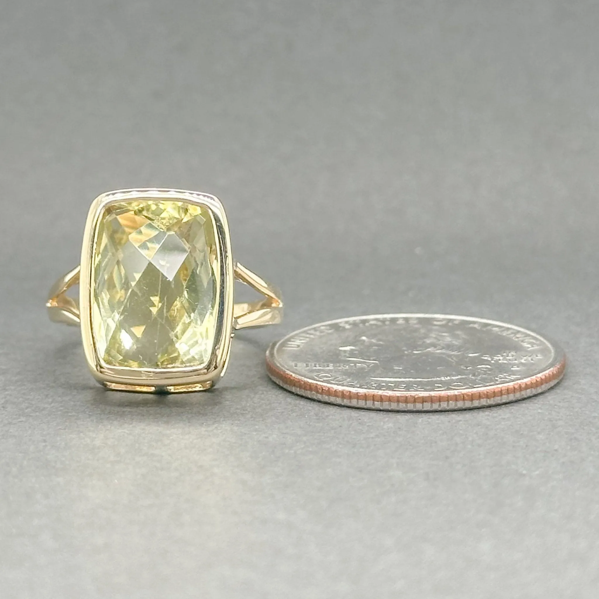 Estate 14K Y Gold 6.85ct Prasiolite Ring