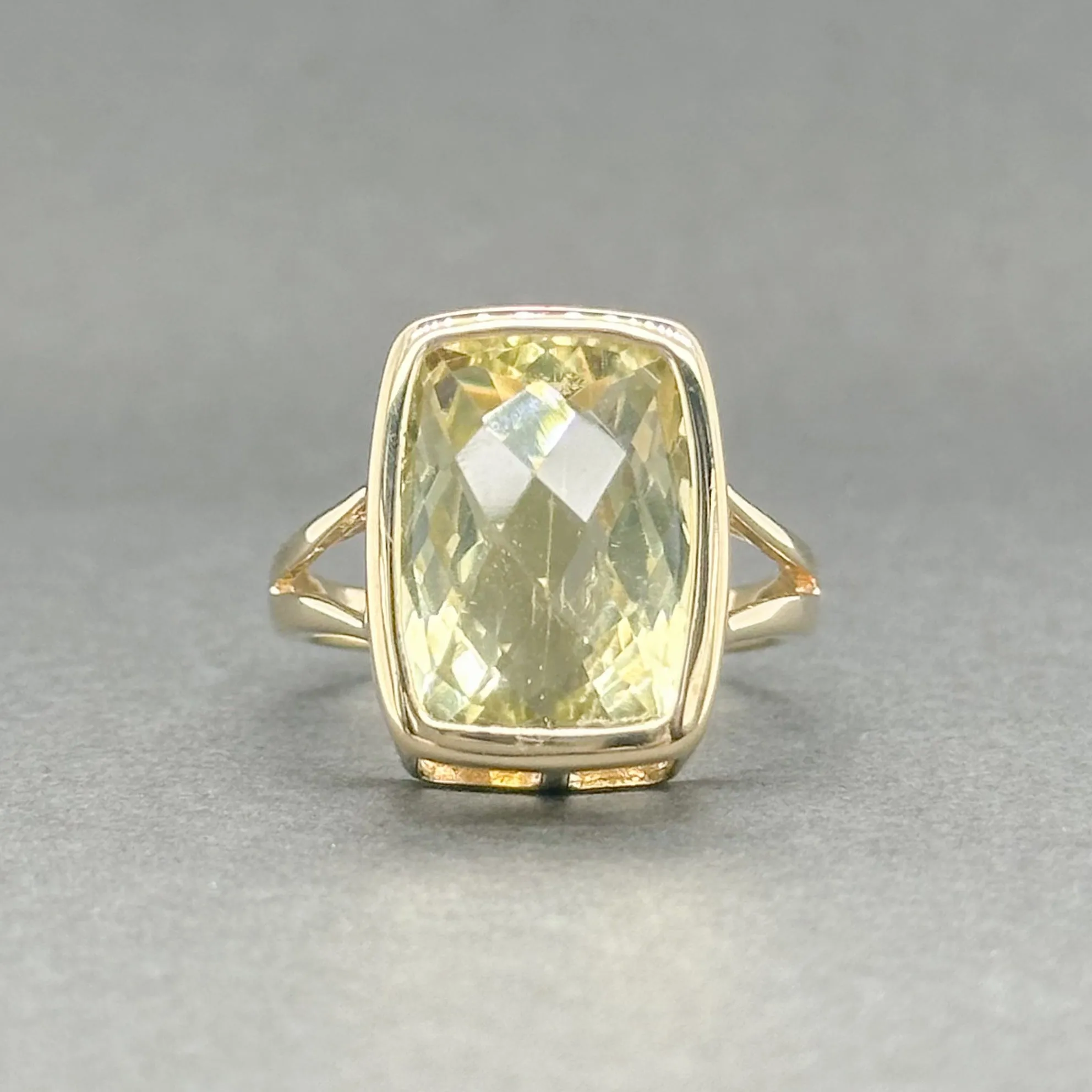 Estate 14K Y Gold 6.85ct Prasiolite Ring