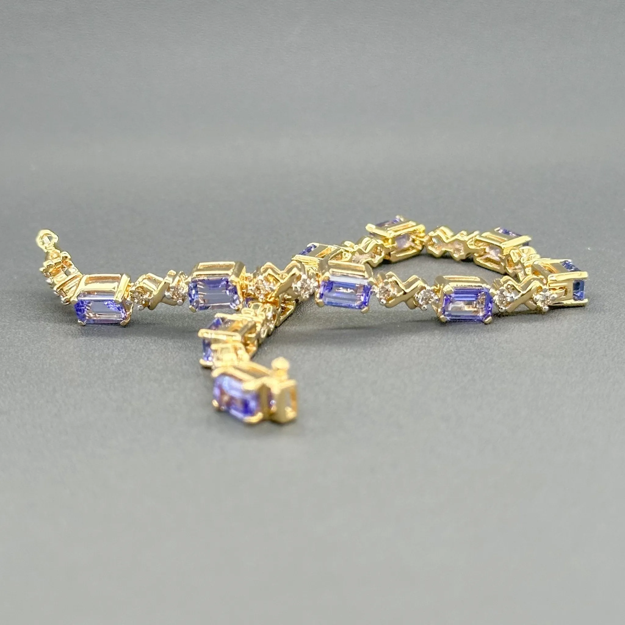 Estate 14K Y Gold 7.04cttw Tanzanite & 0.66cttw Fancy Light Brown/SI2 Diamond Bracelet