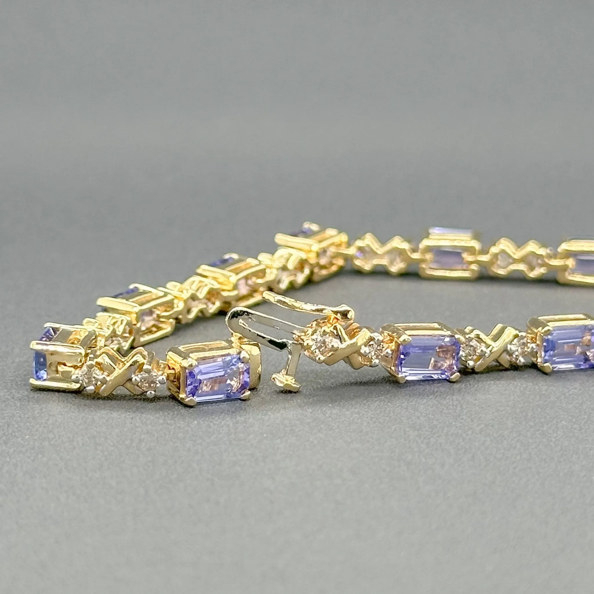 Estate 14K Y Gold 7.04cttw Tanzanite & 0.66cttw Fancy Light Brown/SI2 Diamond Bracelet