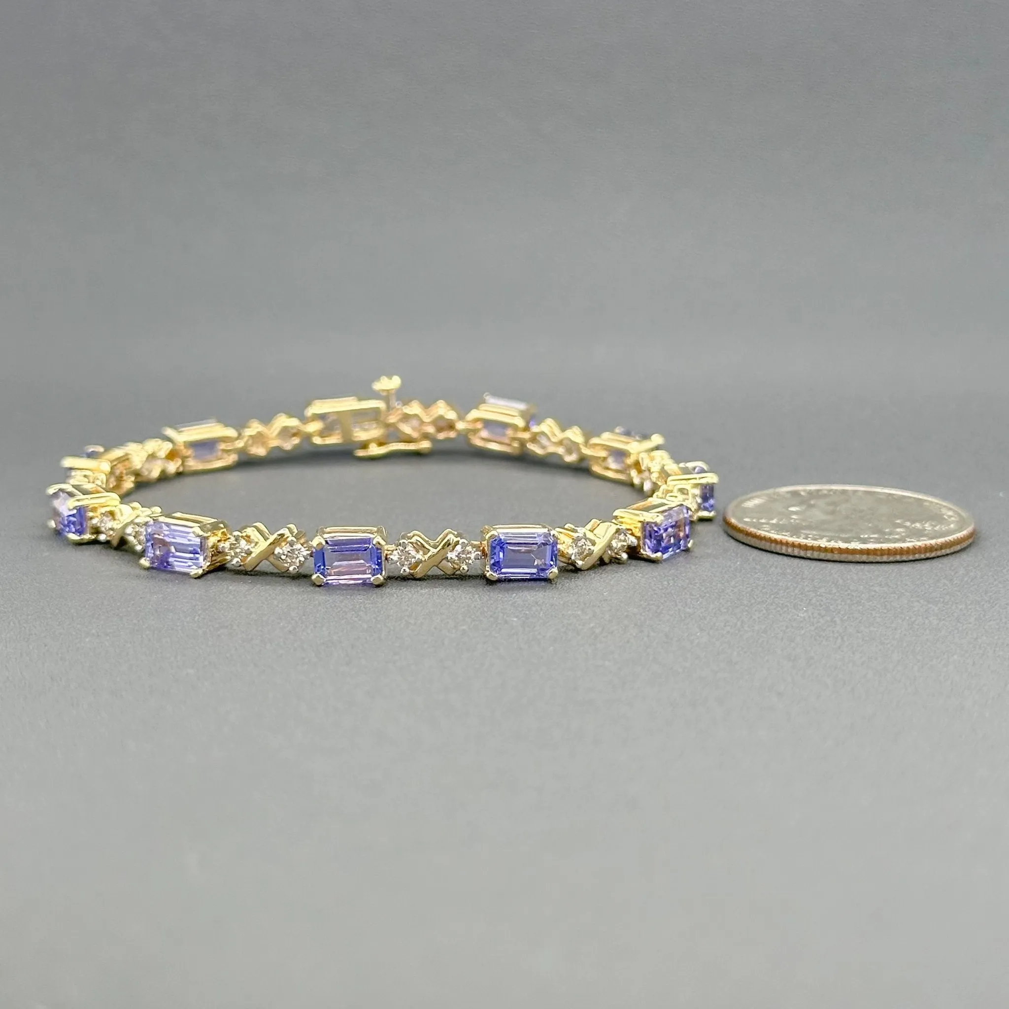 Estate 14K Y Gold 7.04cttw Tanzanite & 0.66cttw Fancy Light Brown/SI2 Diamond Bracelet