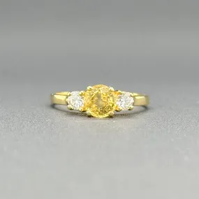 Estate 18K Y Gold 1.12ct Yellow Sapphire & 0.31ctw G/SI1 Diamond Ring