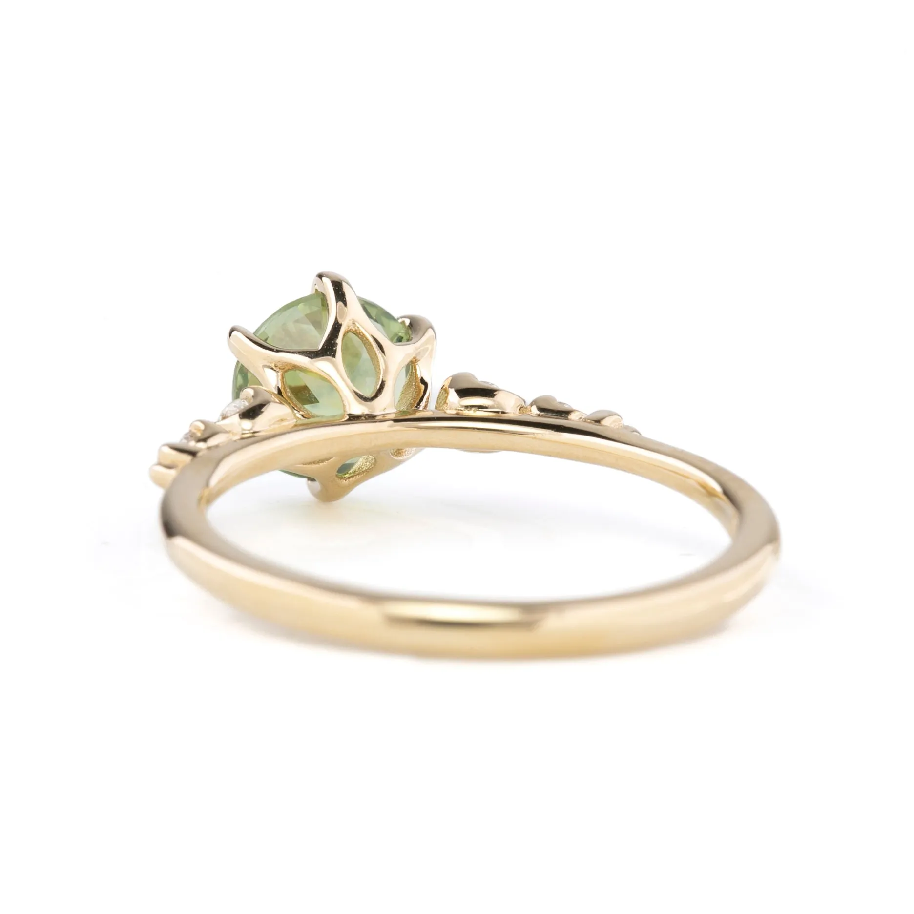 Estel Fleur Petal Ring 1.43ct Parti Green Yellow Montana Sapphire, 14k Yellow Gold (One of a kind)