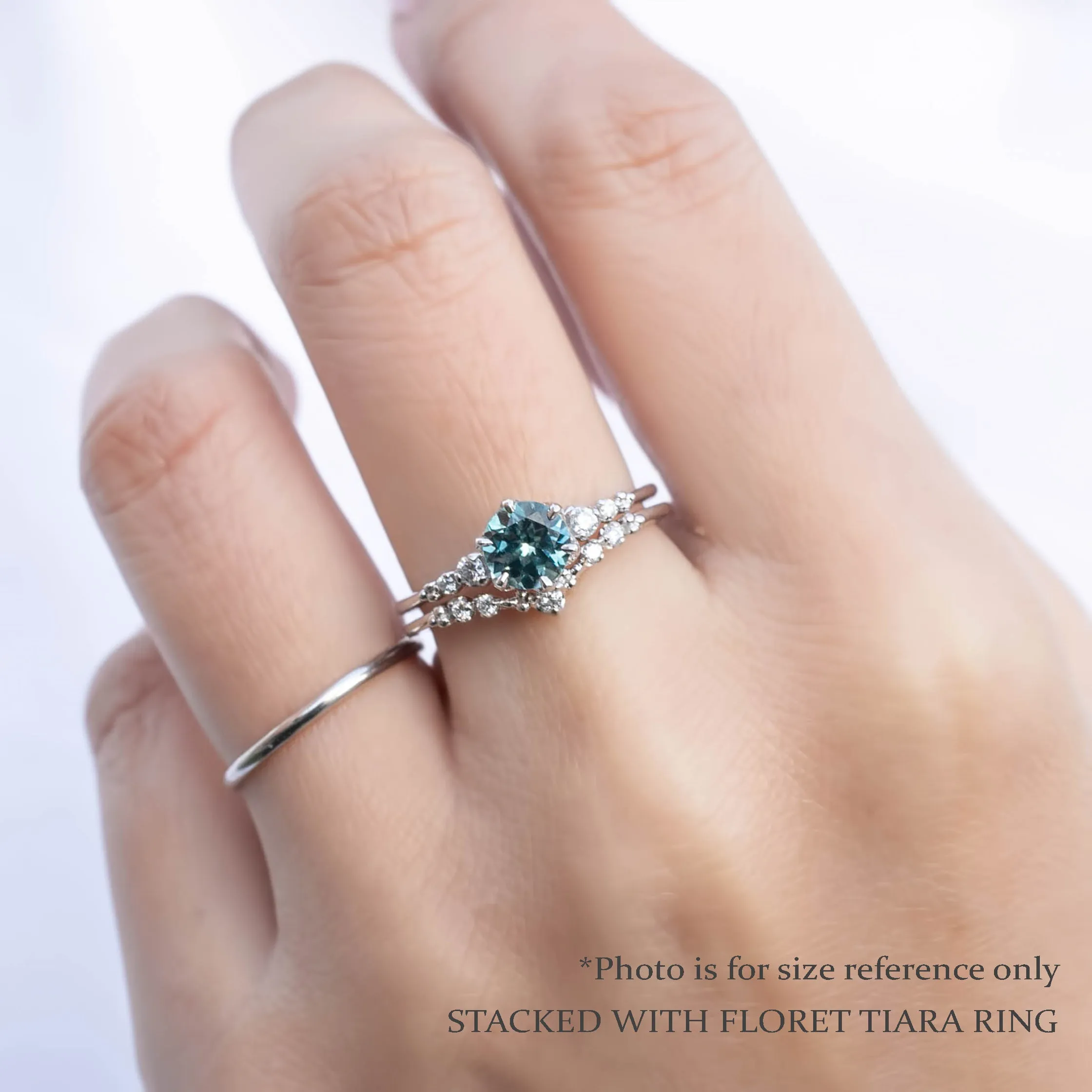 Estel Fleur Ring 1.04ct Teal Blue Green Queensland Sapphire, 14k Rose Gold (One of a kind)