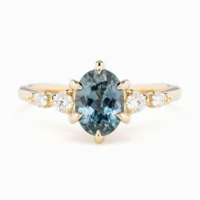 Estel Fleur Ring 1.78ct Blue Oval Montana Sapphire, 14K Yellow Gold (One of a kind)