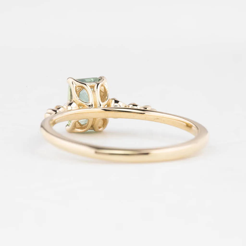 Estel Luxe Ring 0.67ct Light Green Montana Sapphire, 14K Yellow Gold (One of a kind)