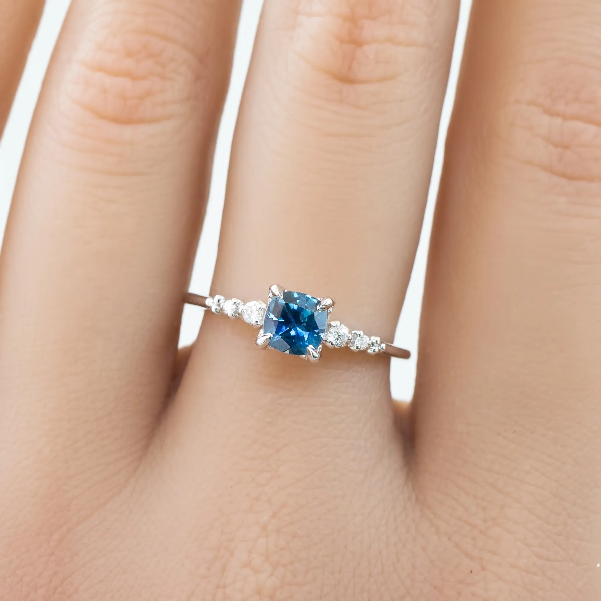 Estel Luxe Ring 0.72ct Blue Montana Sapphire, 14k White Gold (One of a kind)