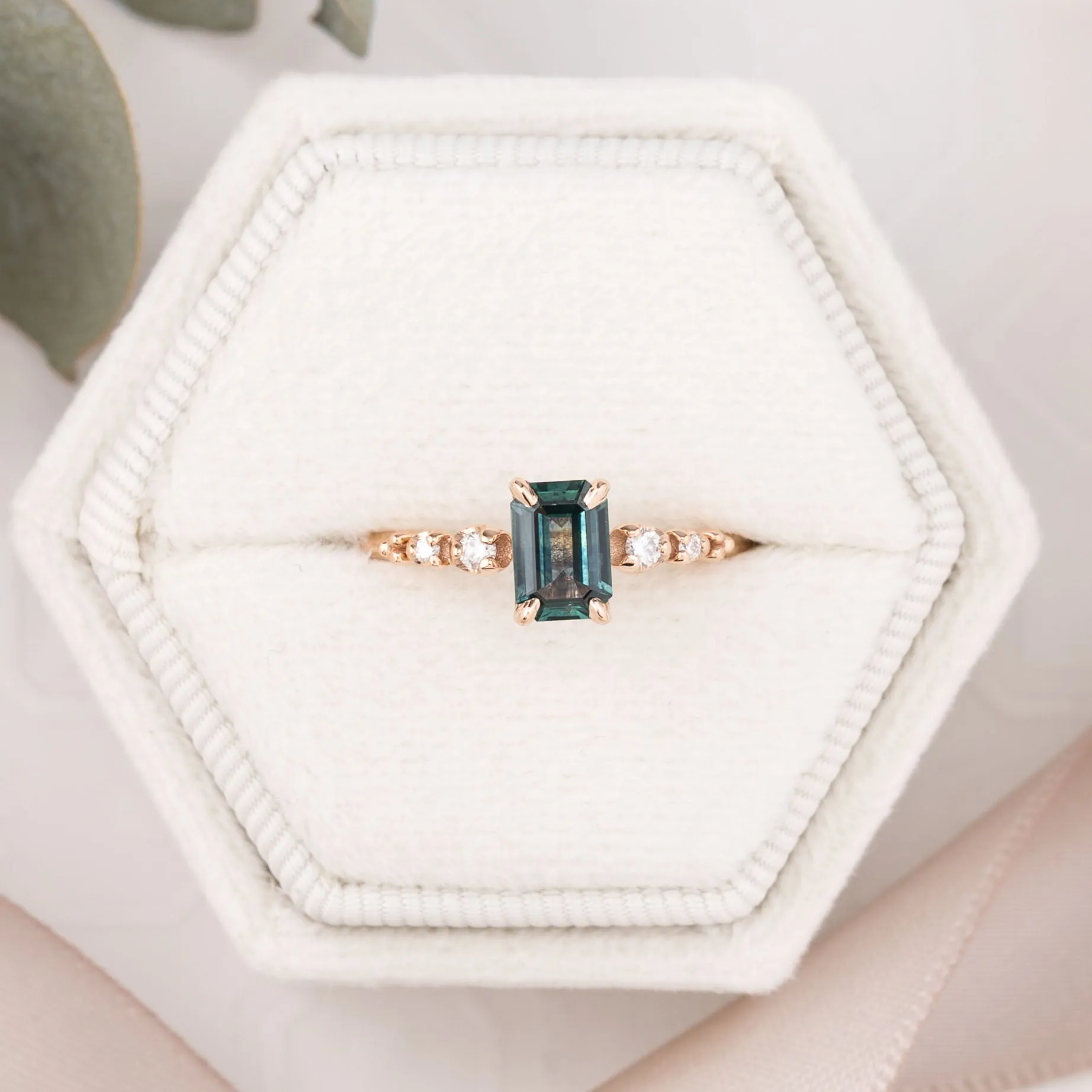 Estel Luxe Ring 0.75ct Teal Blue Montana Sapphire, 14k Rose Gold (One of a kind)