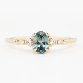 Estel Luxe Ring 0.76ct Blue Green Montana Sapphire, 14K Yellow Gold (One of a kind)