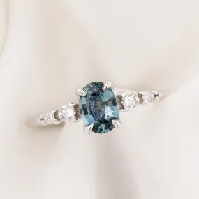 Estel Luxe Ring 0.81ct Teal Blue Montana Sapphire, 14k White Gold (One of a kind)