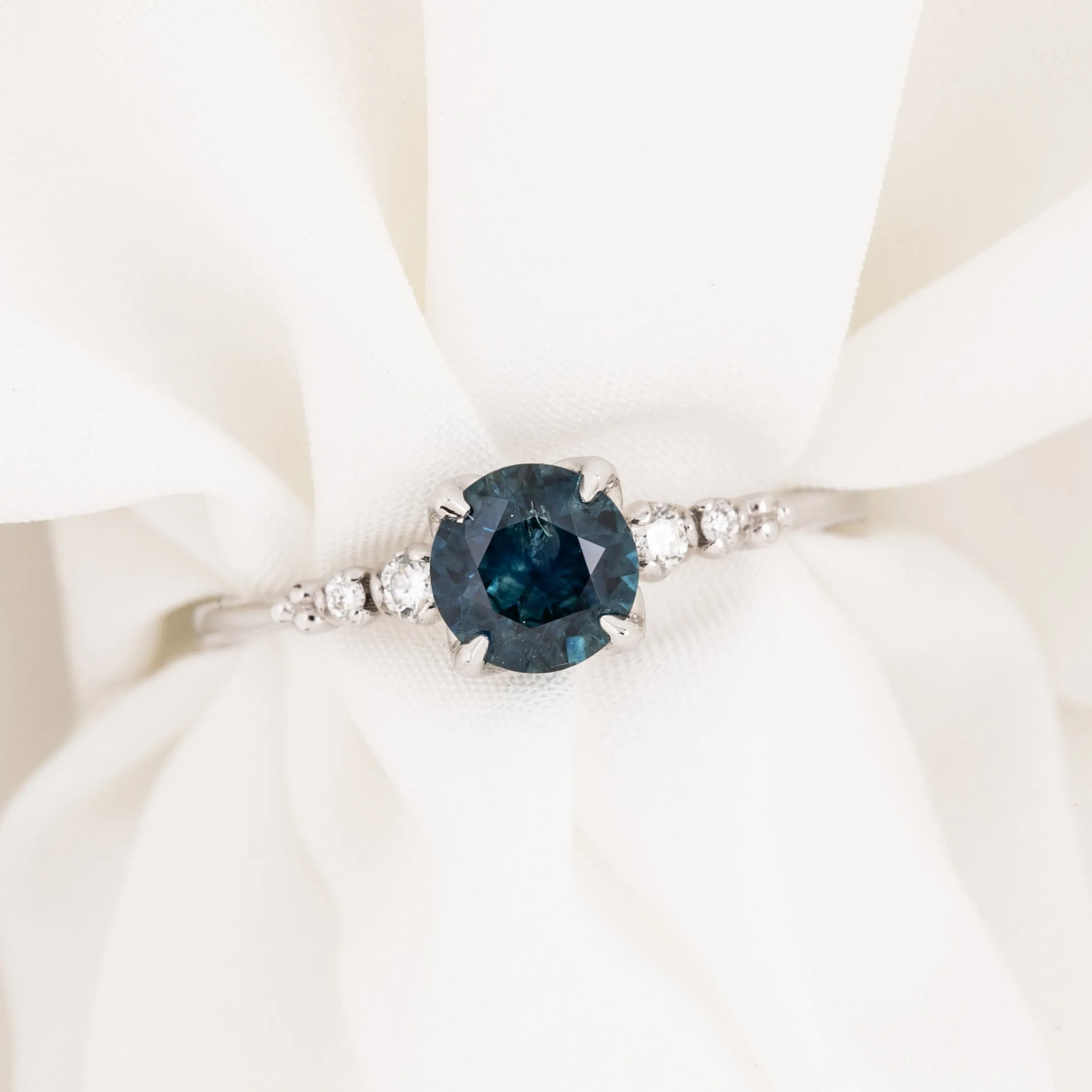 Estel Luxe Ring 0.87ct Blue Montana Sapphire, 14k White Gold (One of a kind)