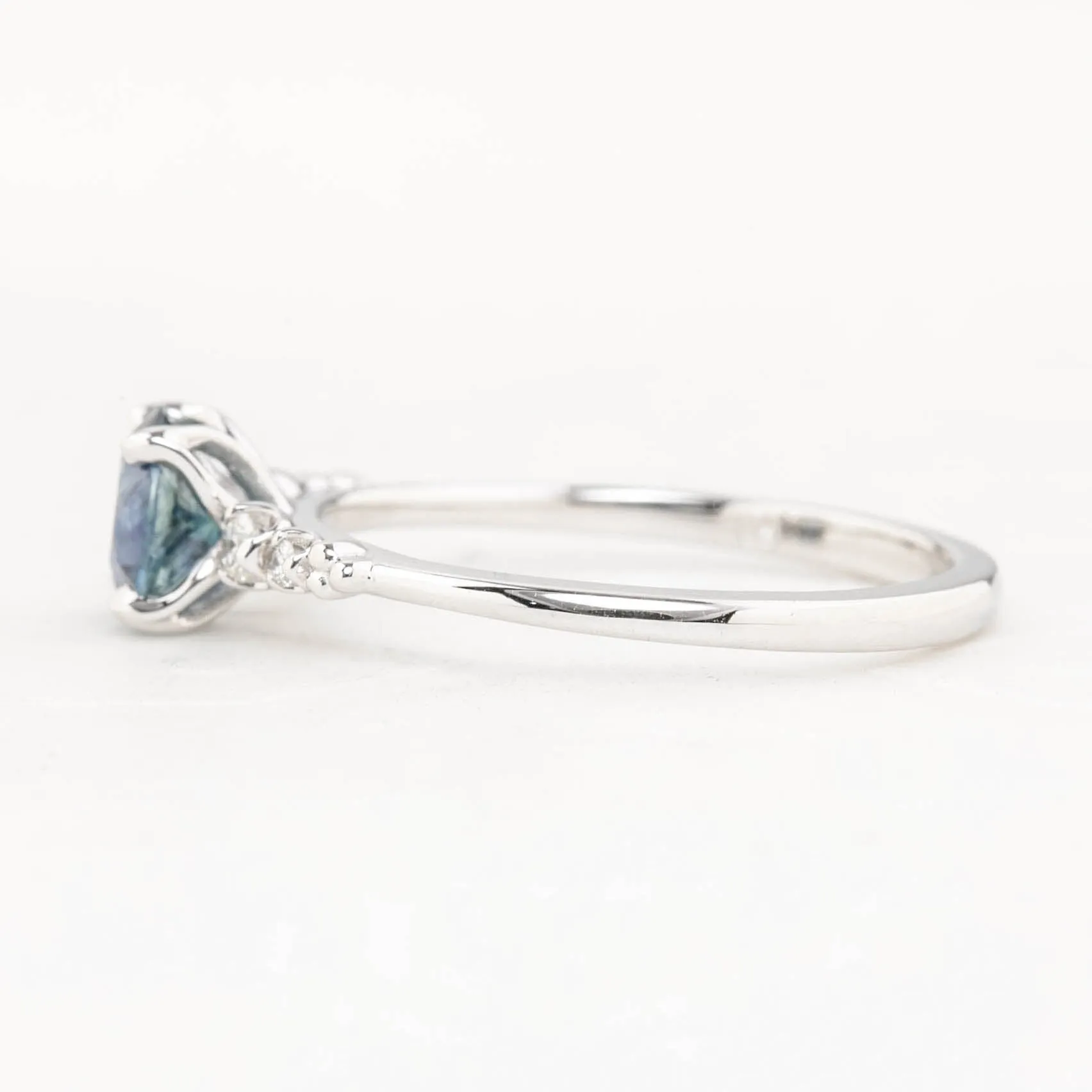 Estel Luxe Ring 0.87ct Blue Montana Sapphire, 14k White Gold (One of a kind)