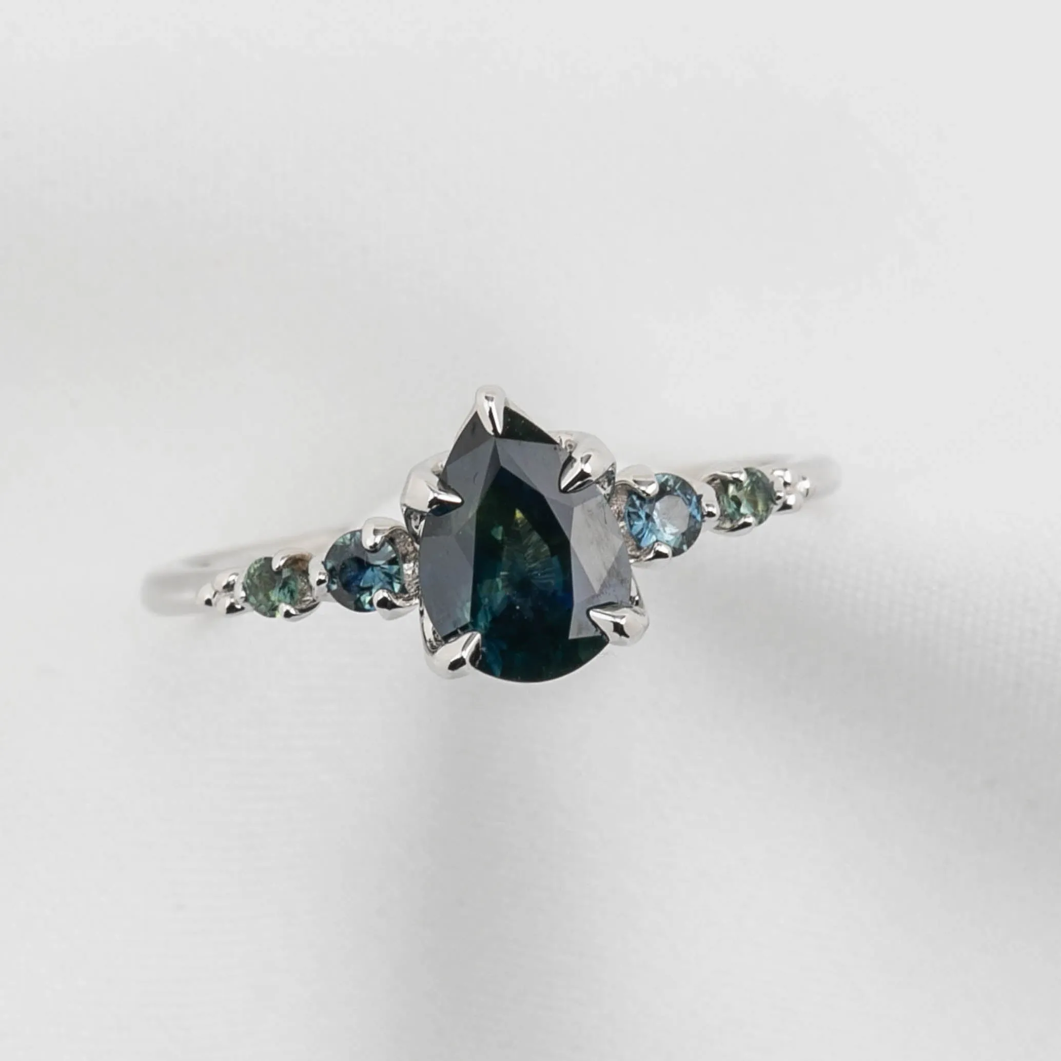 Estel Luxe Ring 1.05ct Green Montana Sapphire, 14K White Gold (One of a kind)