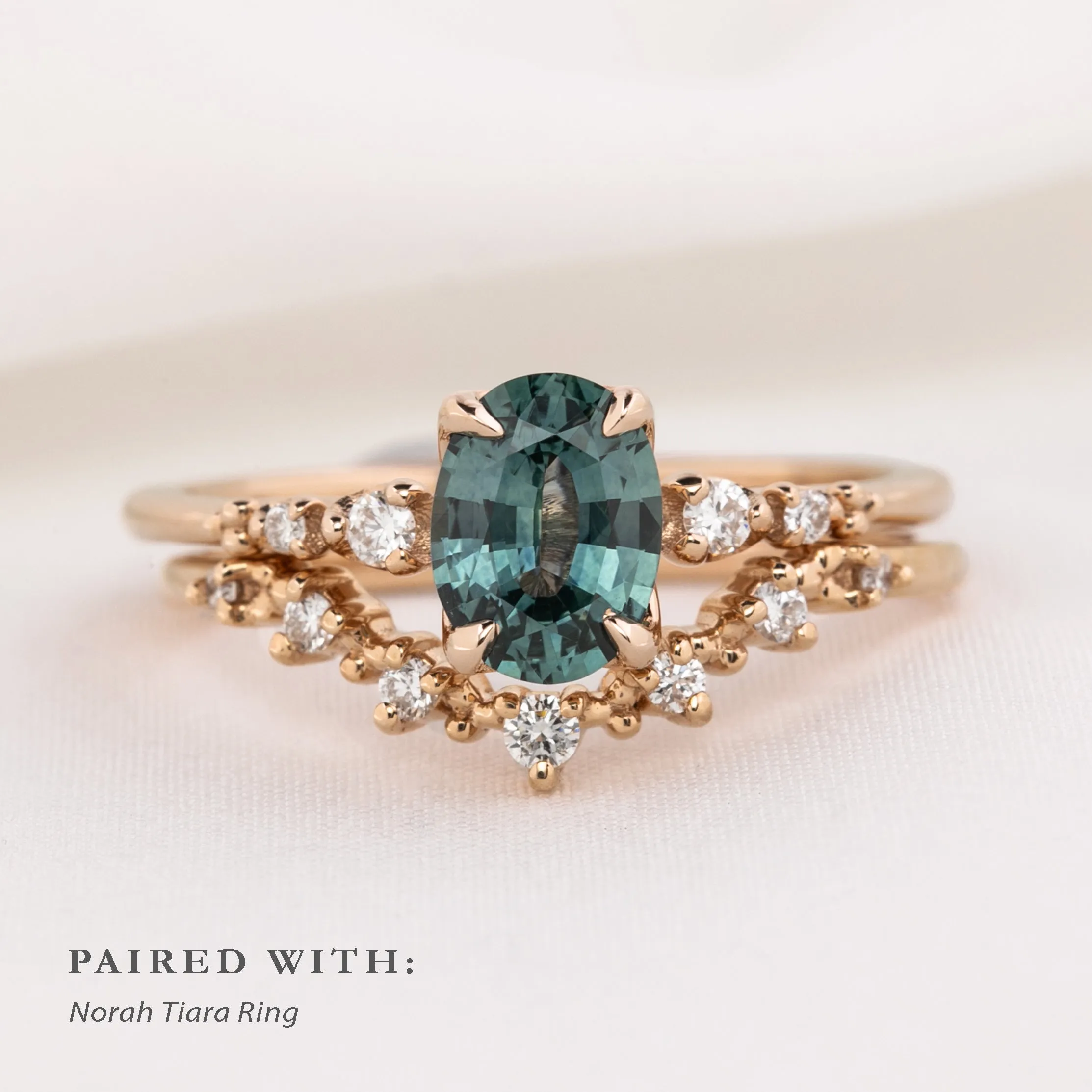 Estel Luxe Ring 1.12ct Blue Green Montana Sapphire, 14k Rose Gold (One of a kind)