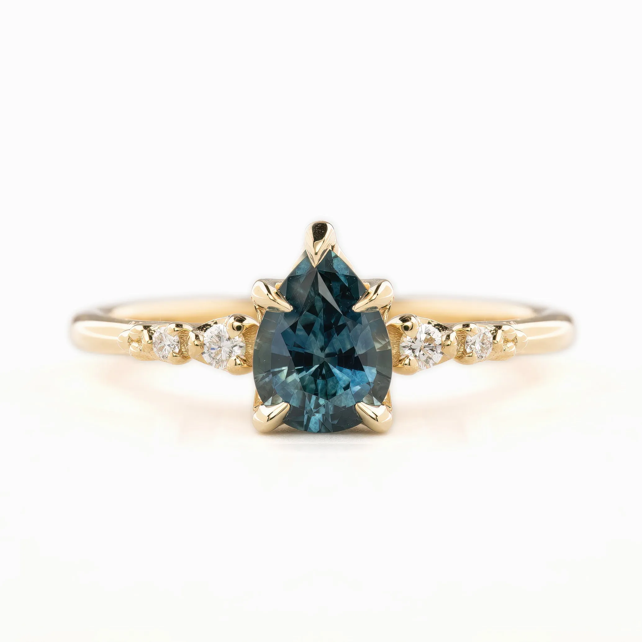 Estel Luxe Ring 1.1ct Teal Blue Montana Sapphire, 14k Yellow Gold (One of a kind)