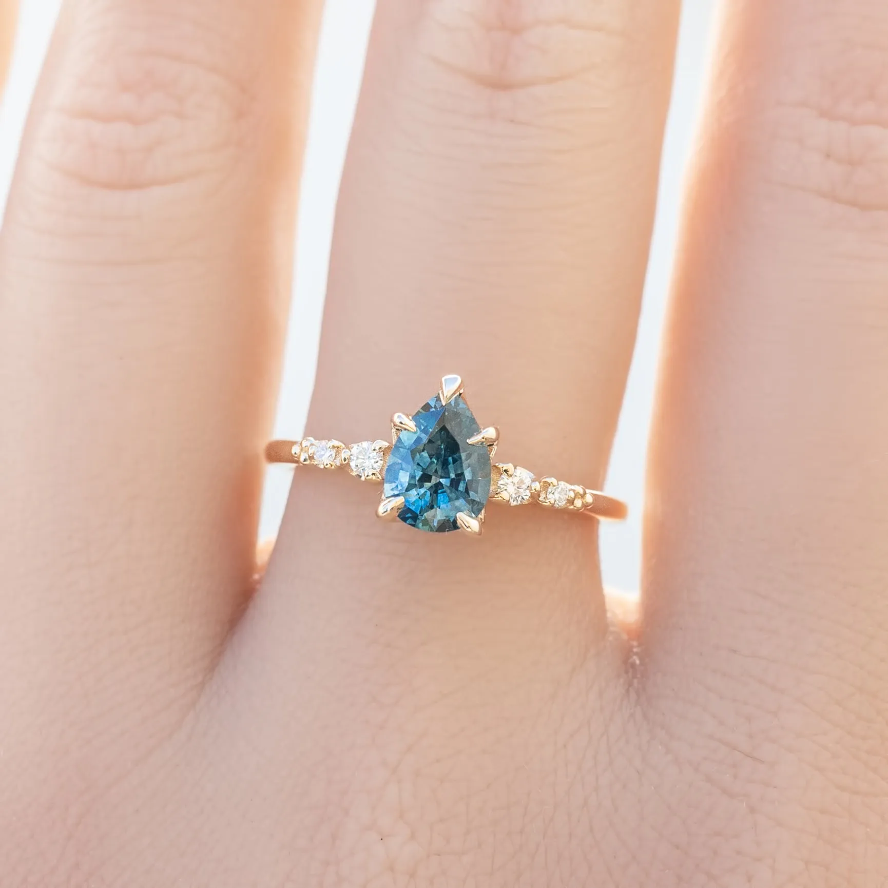 Estel Luxe Ring 1.1ct Teal Blue Montana Sapphire, 14k Yellow Gold (One of a kind)