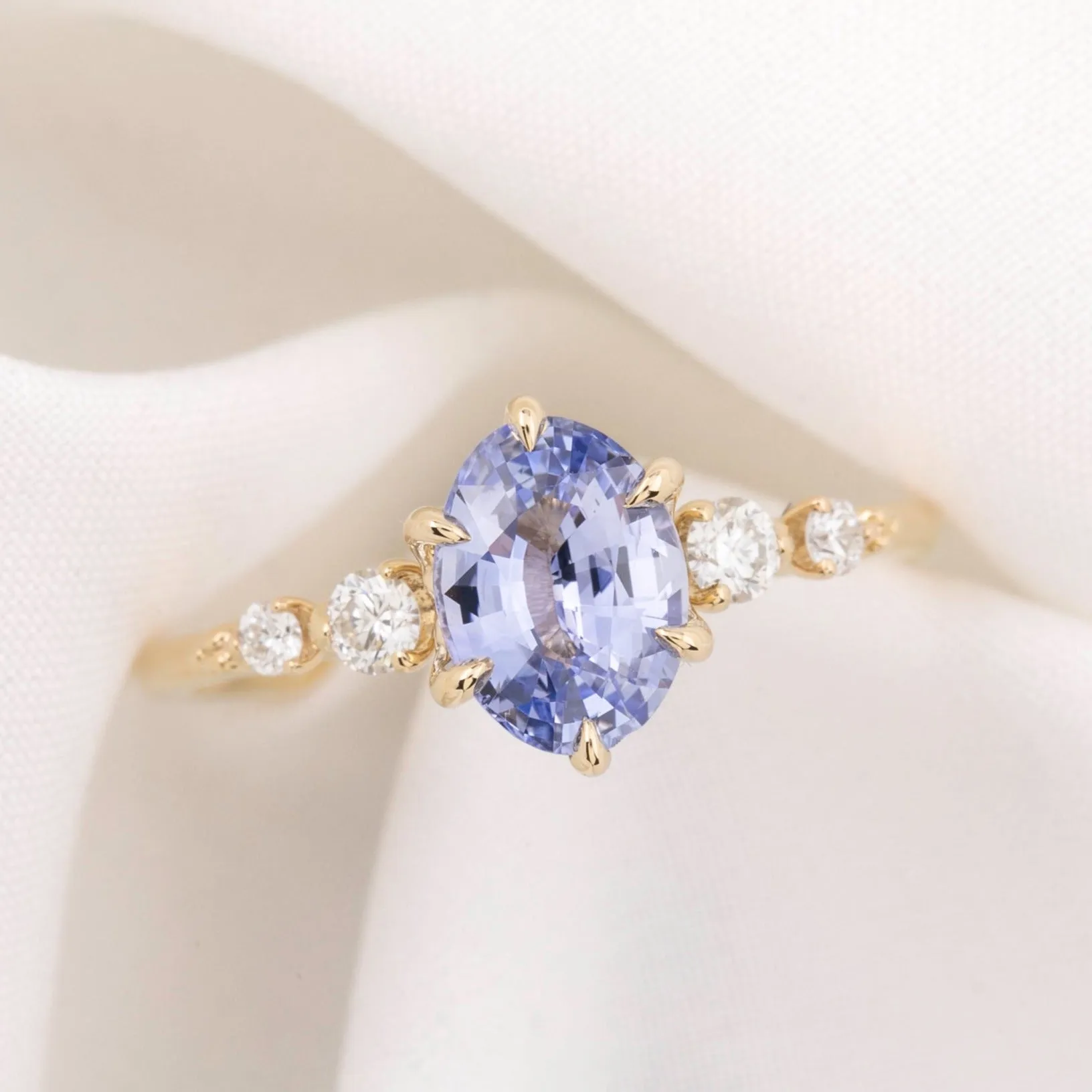 Estel Luxe Ring 1.29ct Blue Srilanka Sapphire, 14k Yellow Gold (One of a kind)