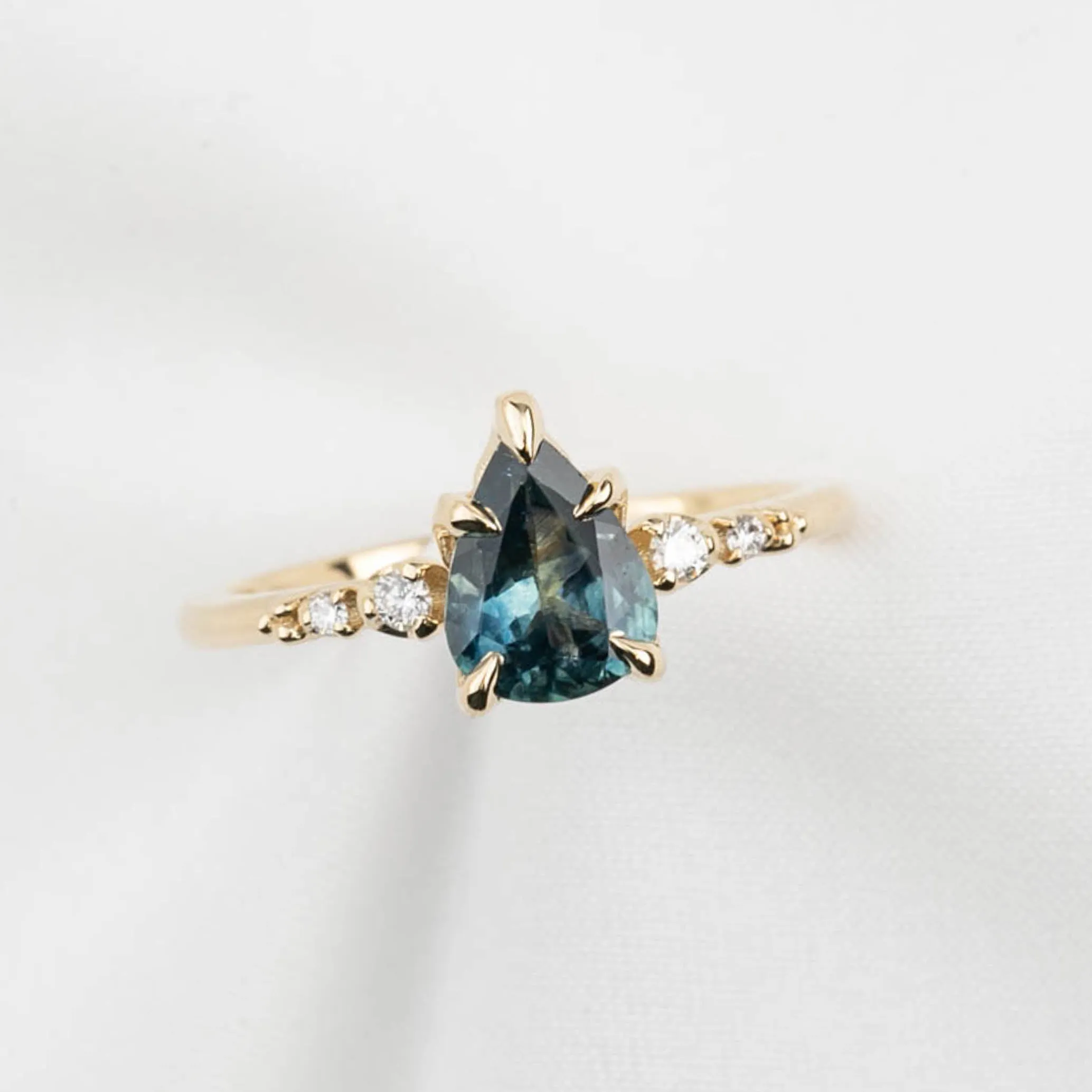 Estel Luxe Ring 1.46ct Teal Blue Montana Sapphire, 14K Yellow Gold (One of a kind)