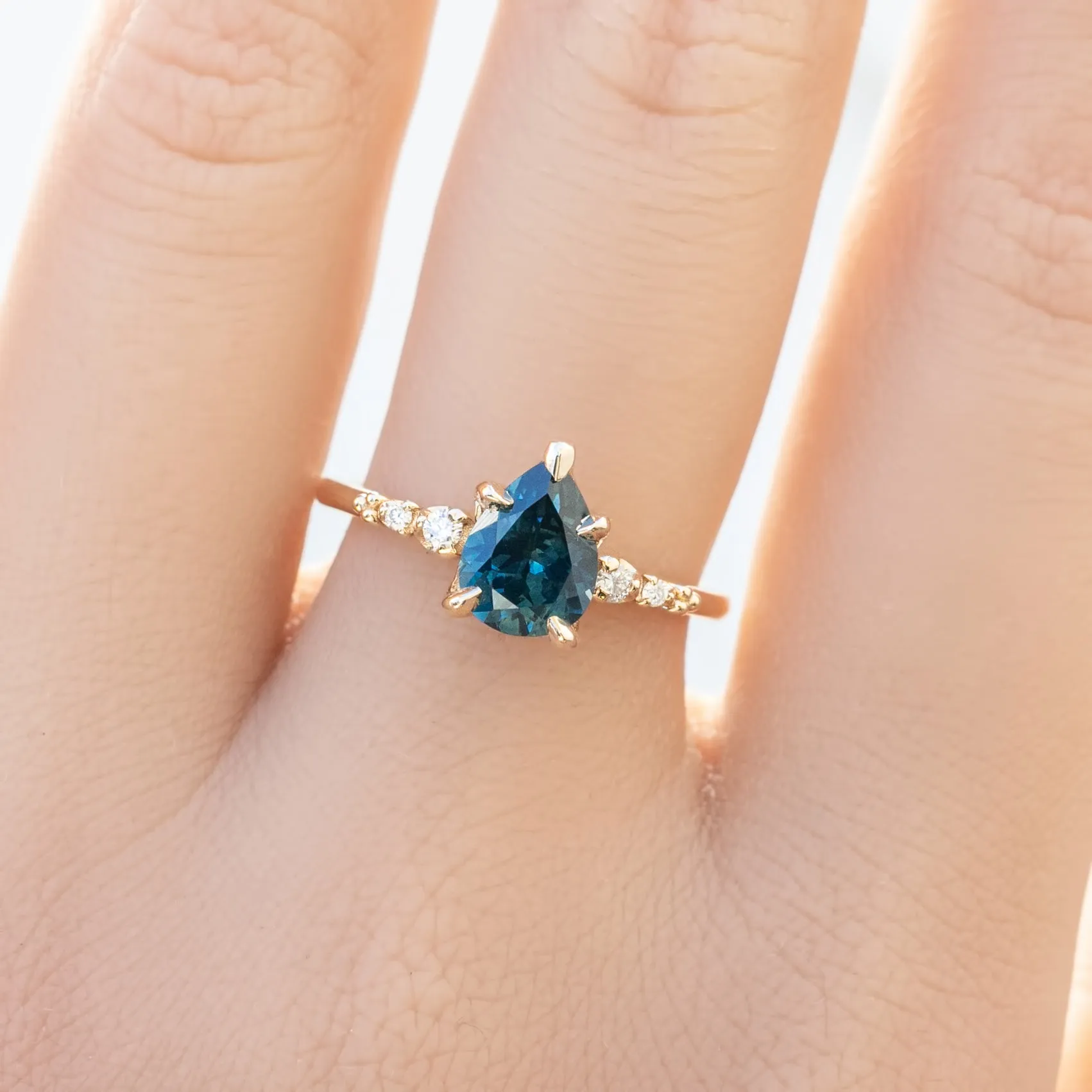 Estel Luxe Ring 1.46ct Teal Blue Montana Sapphire, 14K Yellow Gold (One of a kind)