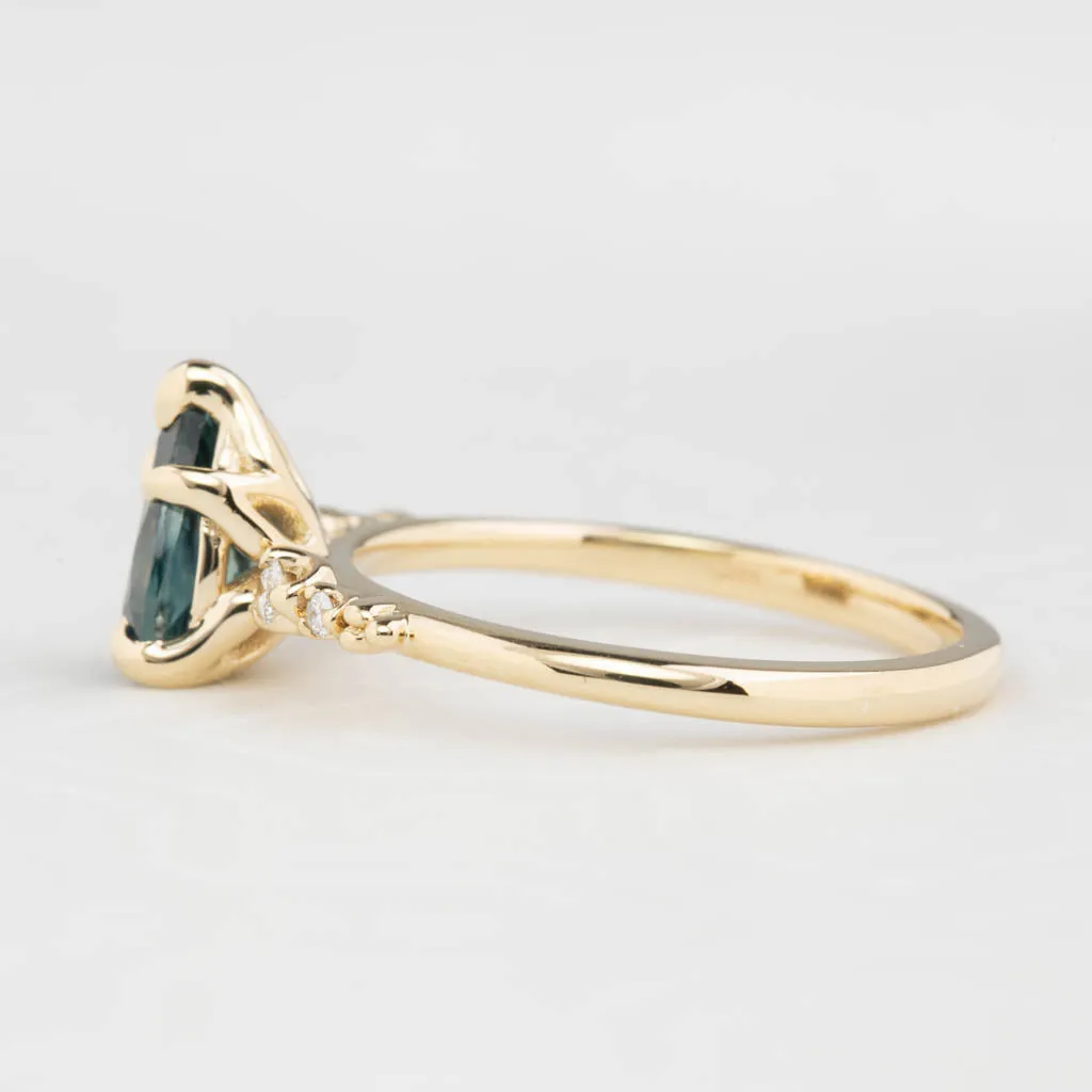 Estel Luxe Ring 1.46ct Teal Blue Montana Sapphire, 14K Yellow Gold (One of a kind)