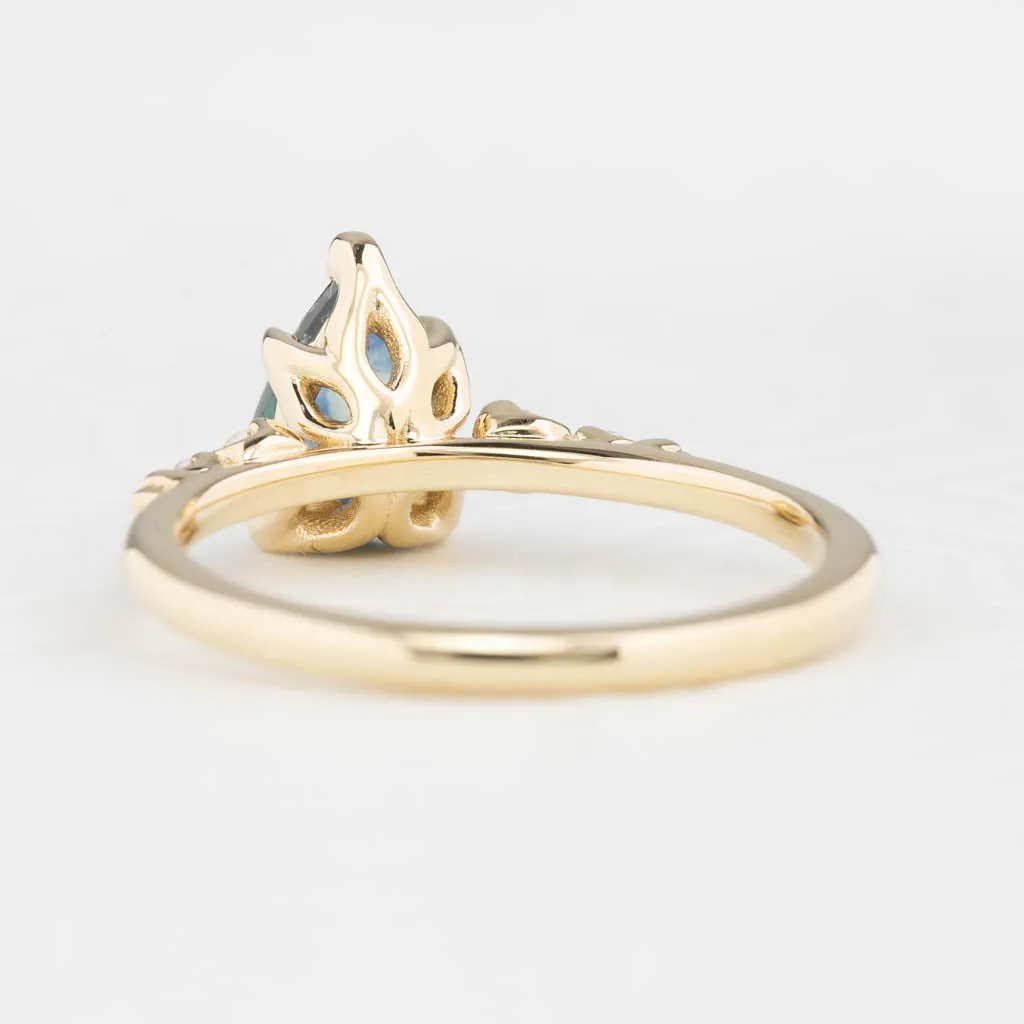 Estel Luxe Ring 1.46ct Teal Blue Montana Sapphire, 14K Yellow Gold (One of a kind)