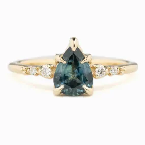 Estel Luxe Ring 1.46ct Teal Blue Montana Sapphire, 14K Yellow Gold (One of a kind)