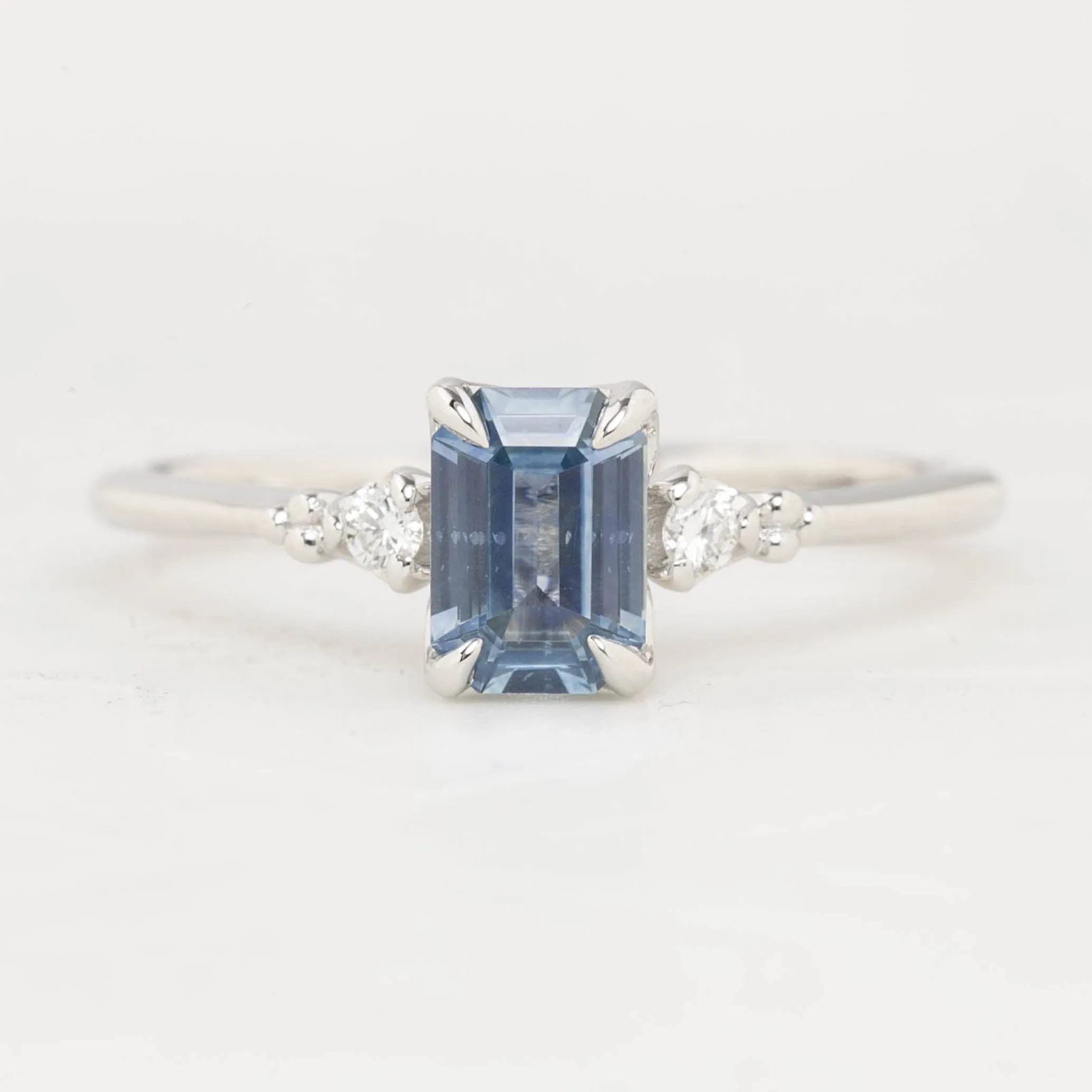 Estel Ring 0.80ct Light Blue Emerald Montana Sapphire, 14k White Gold (One of a kind)