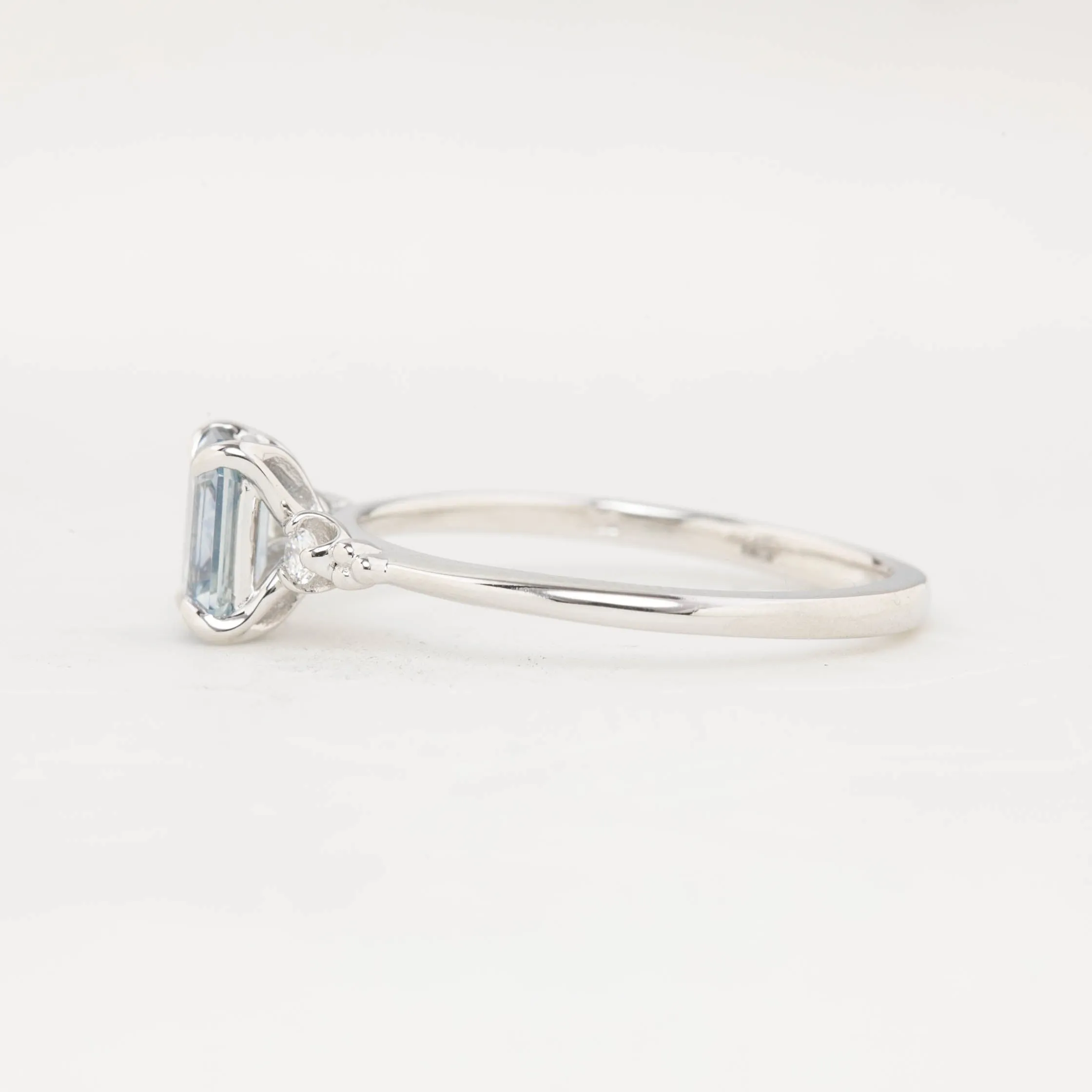 Estel Ring 0.80ct Light Blue Emerald Montana Sapphire, 14k White Gold (One of a kind)