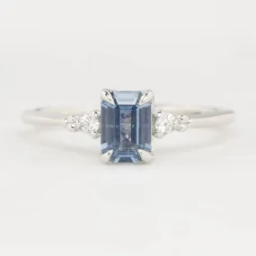 Estel Ring 0.80ct Light Blue Emerald Montana Sapphire, 14k White Gold (One of a kind)