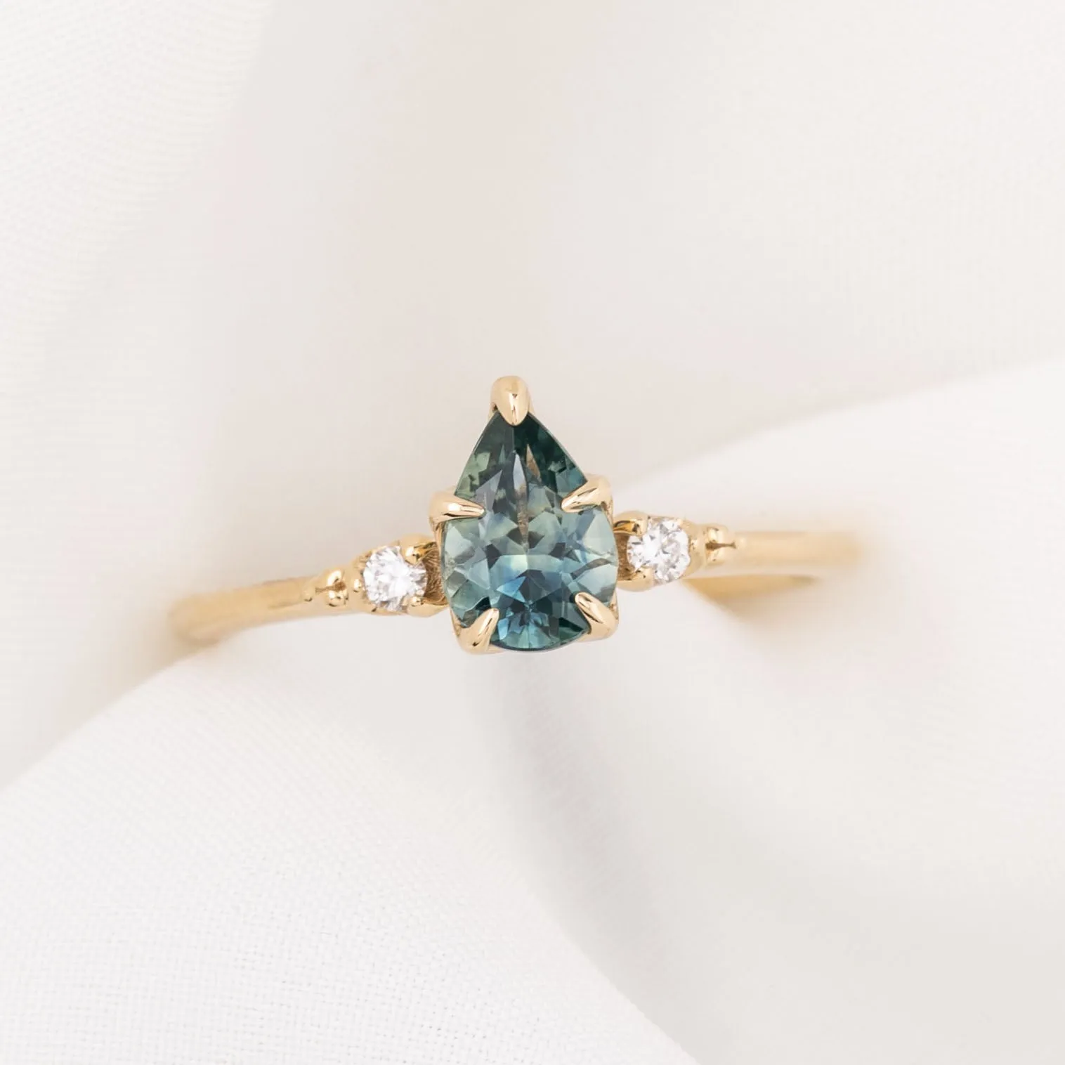 Estel Ring 1.02ct Blue Green Montana Sapphire, 14k Yellow Gold (One of a kind)