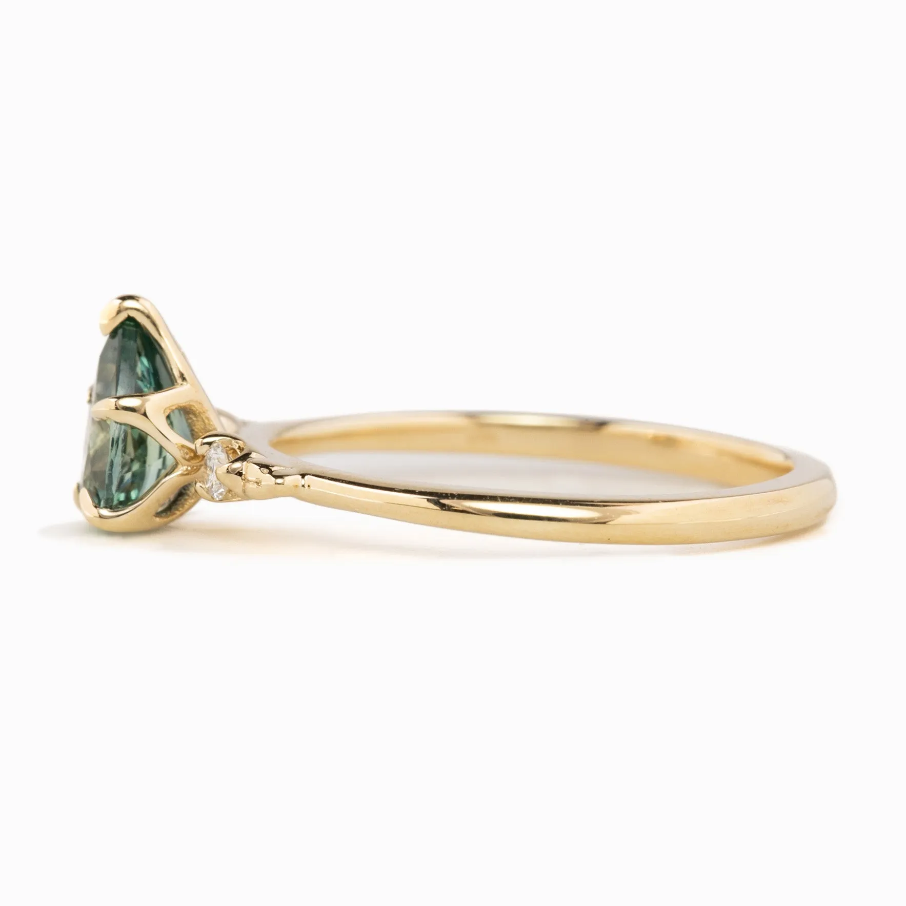 Estel Ring 1.02ct Blue Green Montana Sapphire, 14k Yellow Gold (One of a kind)