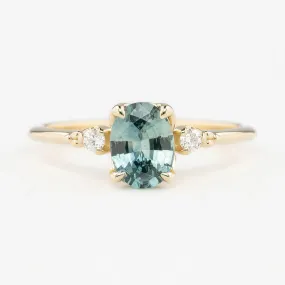 Estel Ring 1.09ct Light Blue Green Oval Montana Sapphire, 14K Yellow Gold (One of a kind)