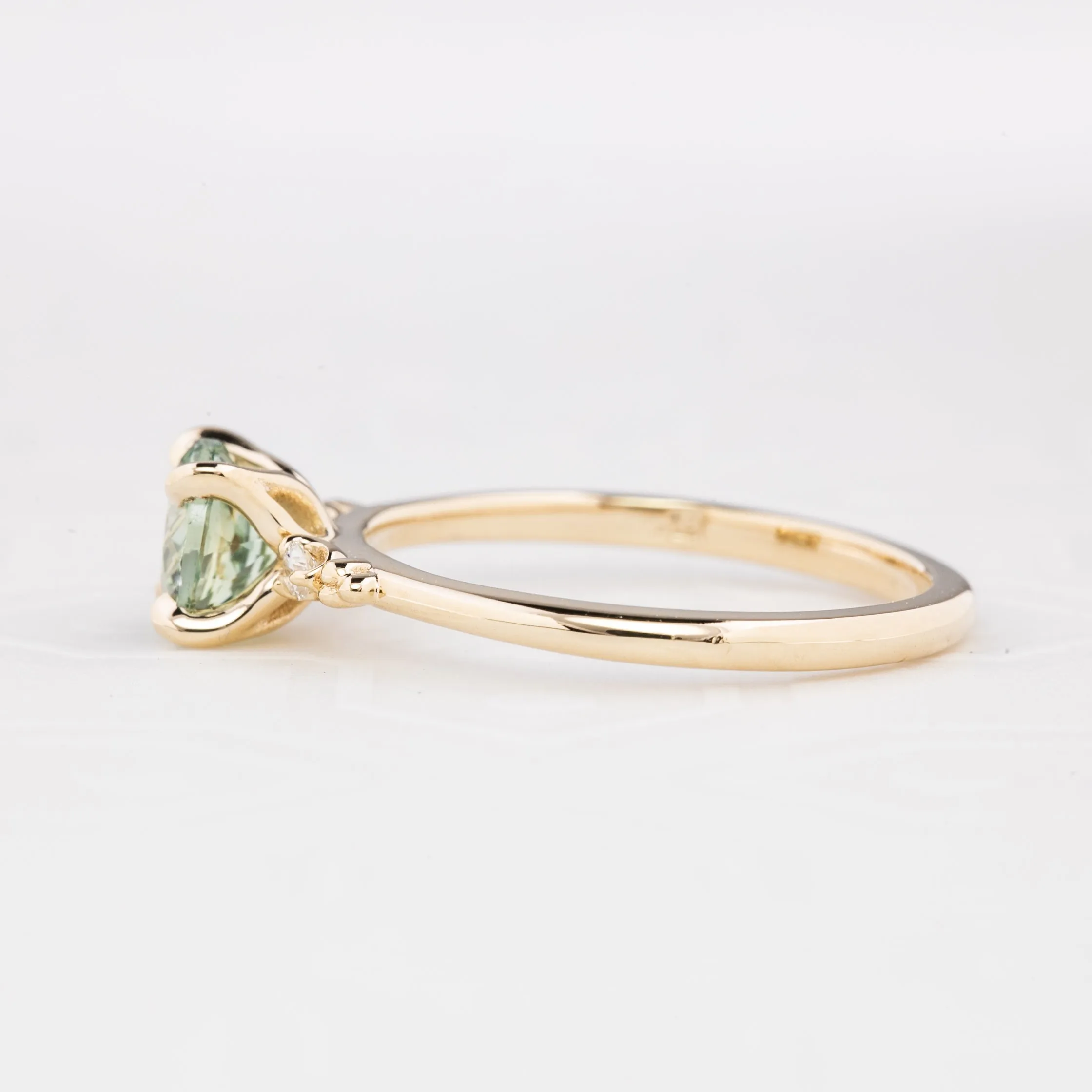 Estel Ring 1.09ct Light Green Montana Sapphire, 14k Yellow Gold (One of a kind)